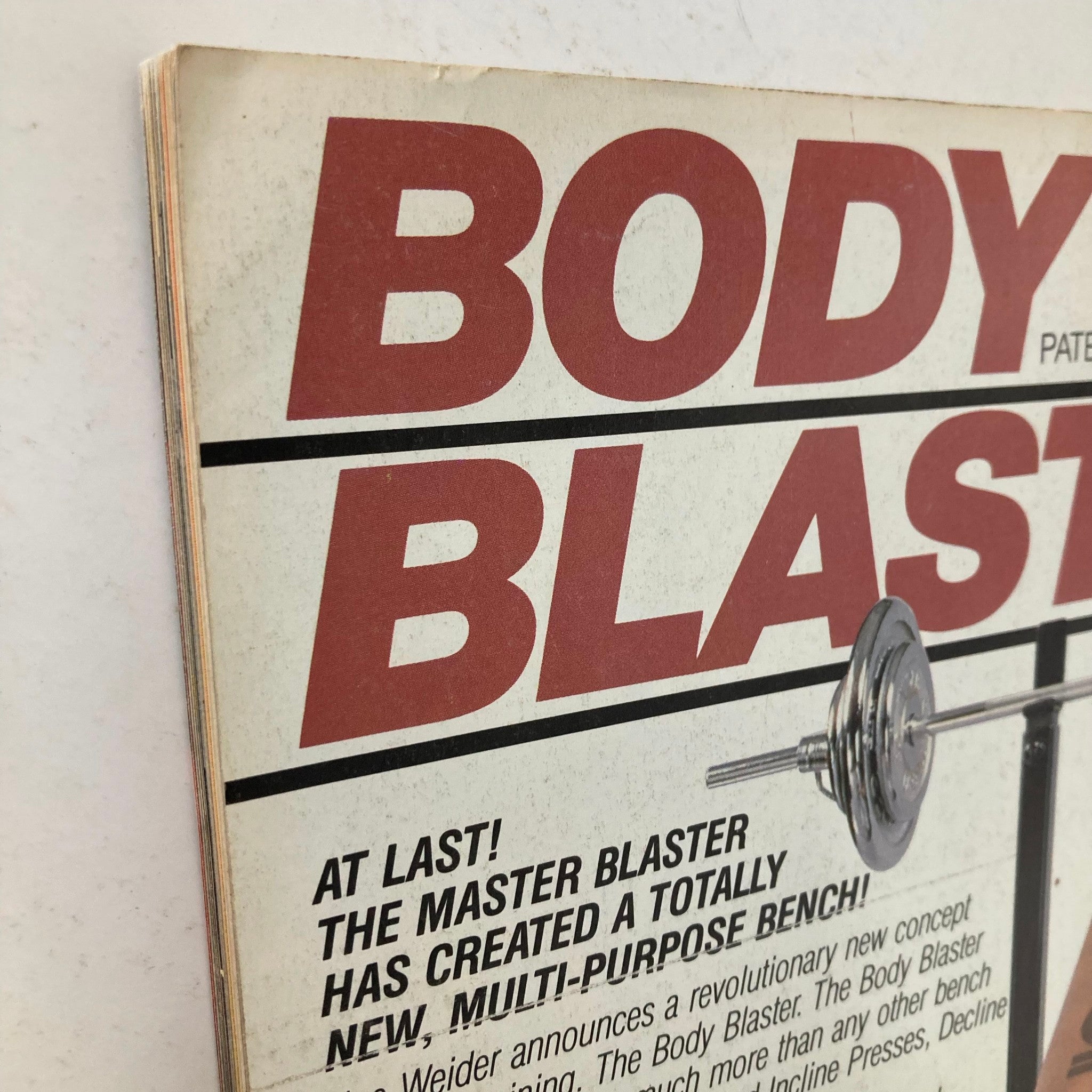 Close-up of the 'Body Blaster' advertisement highlighting its features and intended uses as seen in Joe Weider's Muscle & Fitness Magazine October 1984.