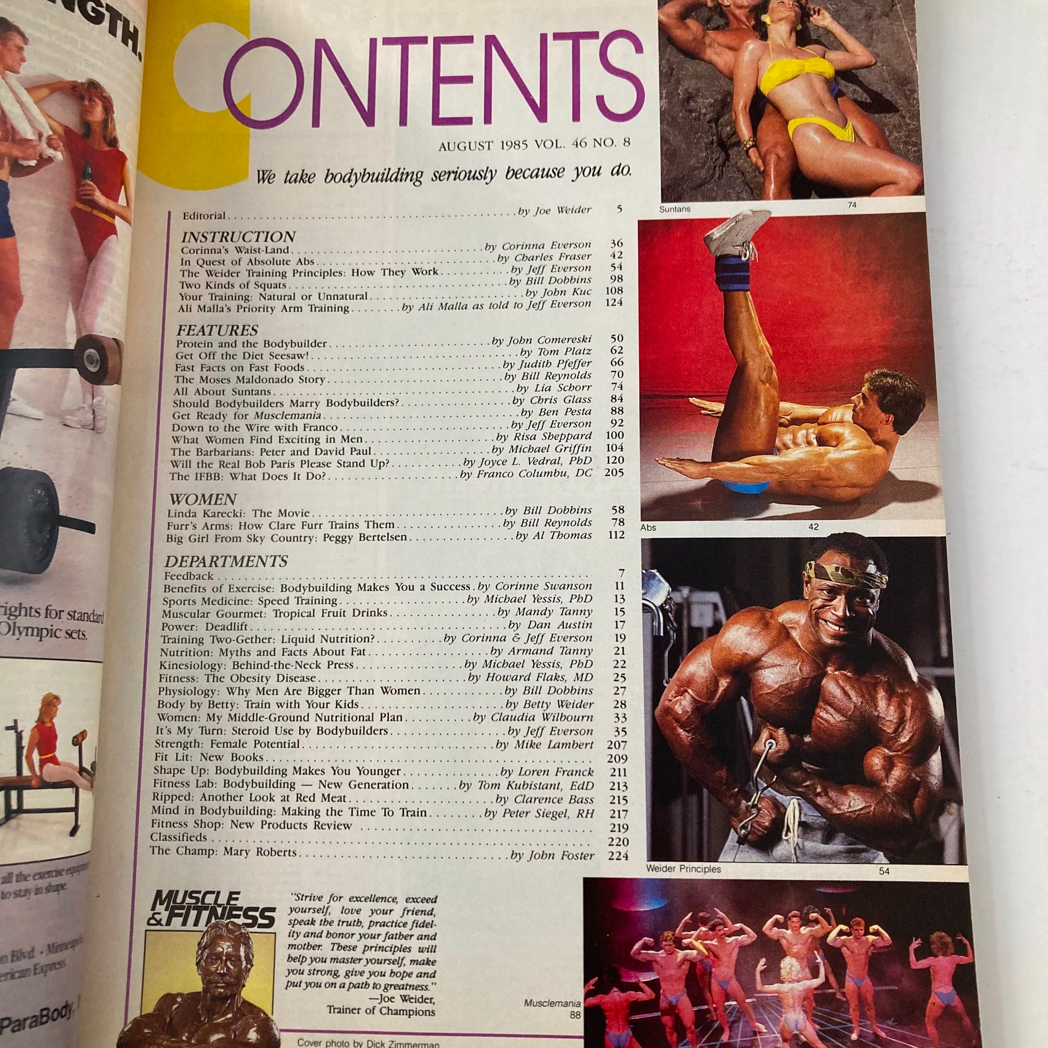 Muscle & Fitness Magazine August 1985 Sensual Truth About Bodybuilders