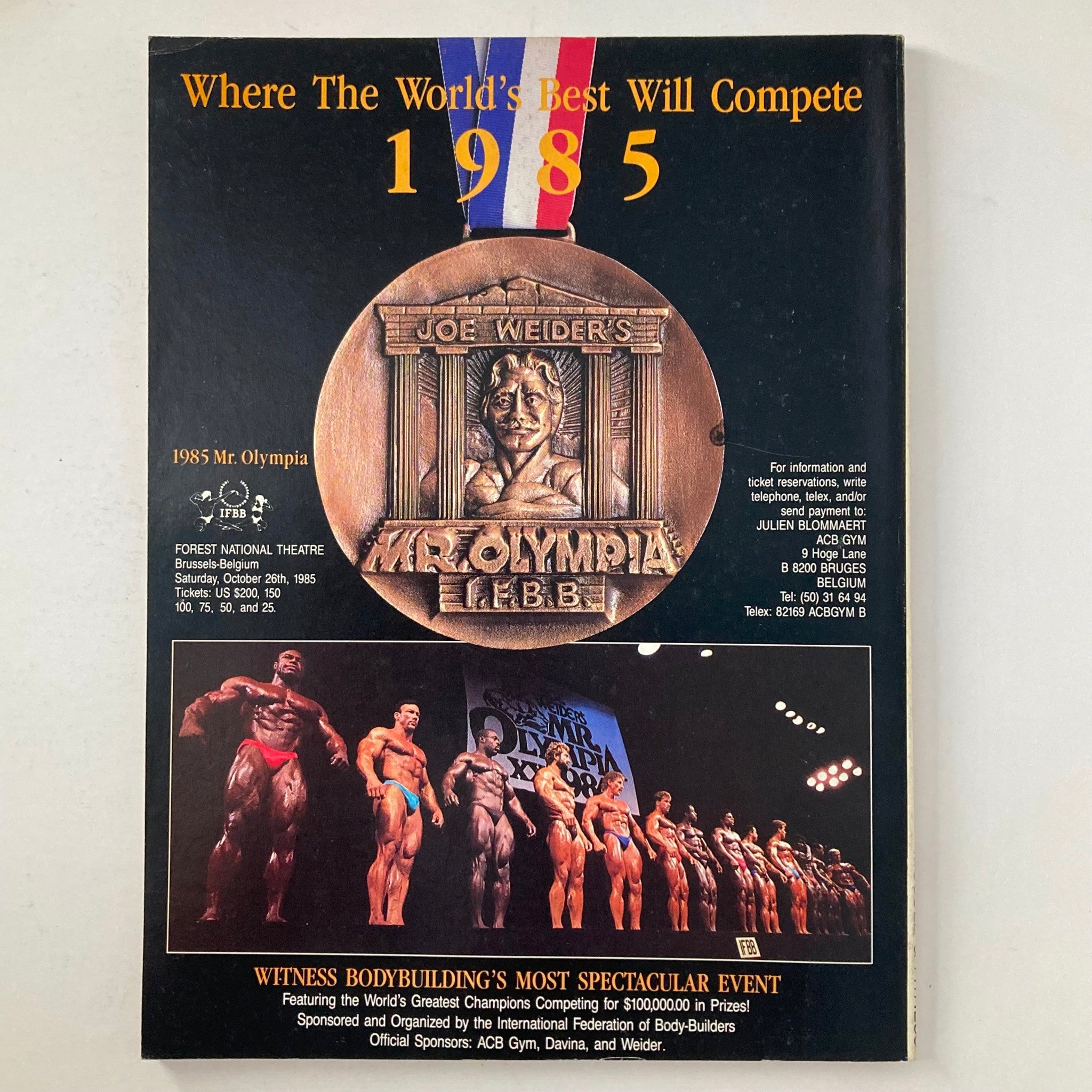 Cover of Joe Weider's Muscle & Fitness Magazine from June 1985 featuring Corinna and Jeff Everson, highlighting the Mr. Olympia event and showcasing renowned bodybuilders.