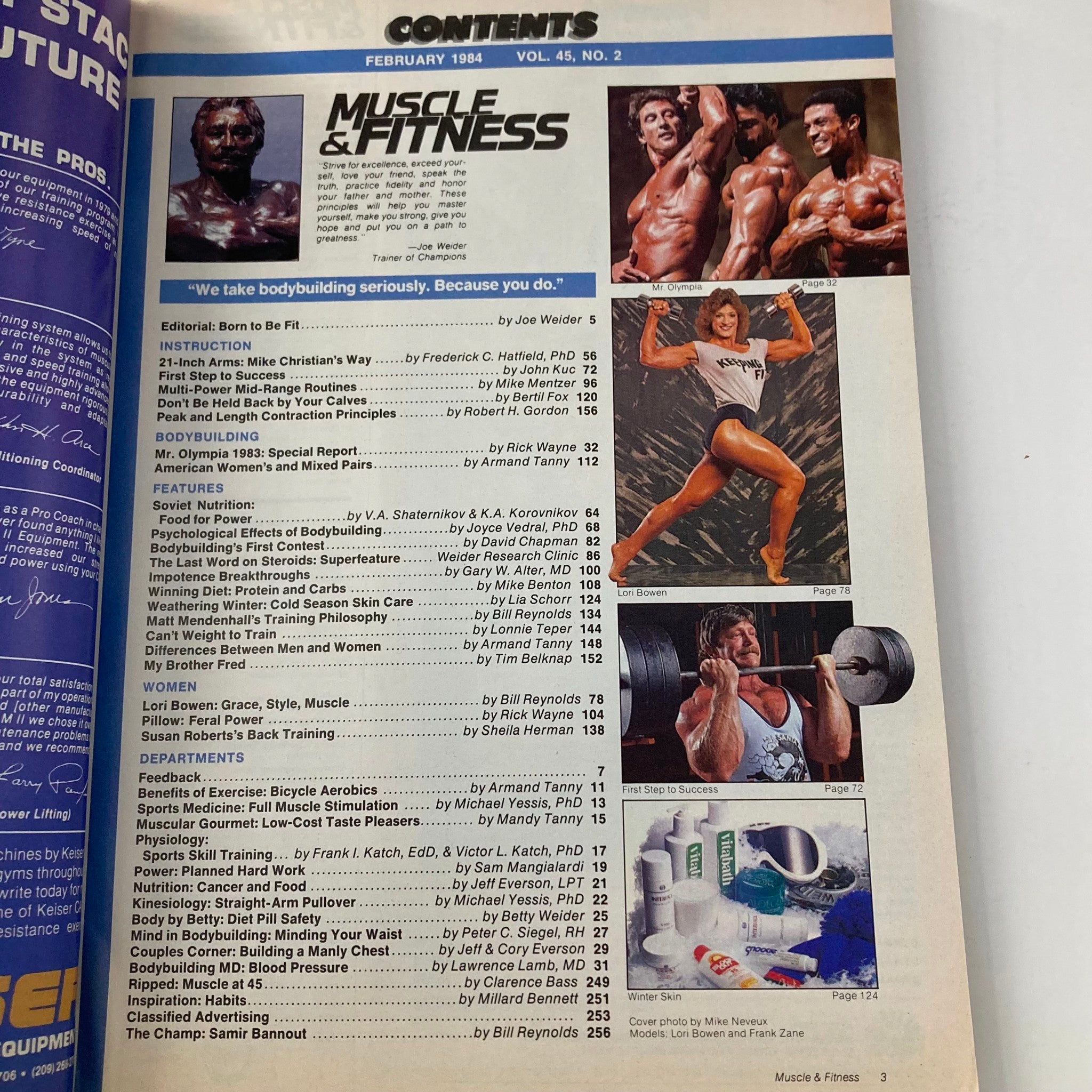 Joe Weider's Muscle & Fitness Magazine February 1984 Lori Bowen & Frank Zane