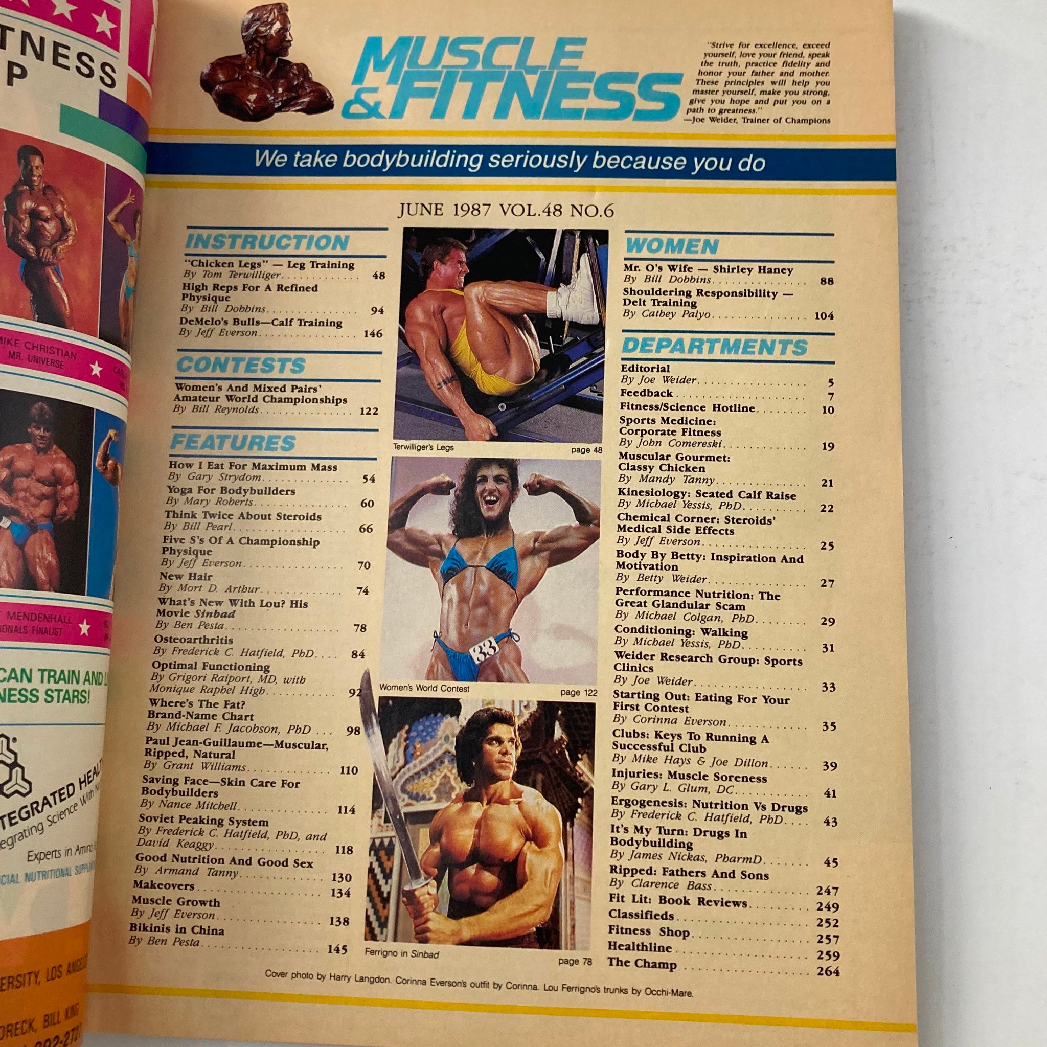 Joe Weider's Muscle & Fitness Magazine June 1987 Corinna Everson, Lou Ferigno