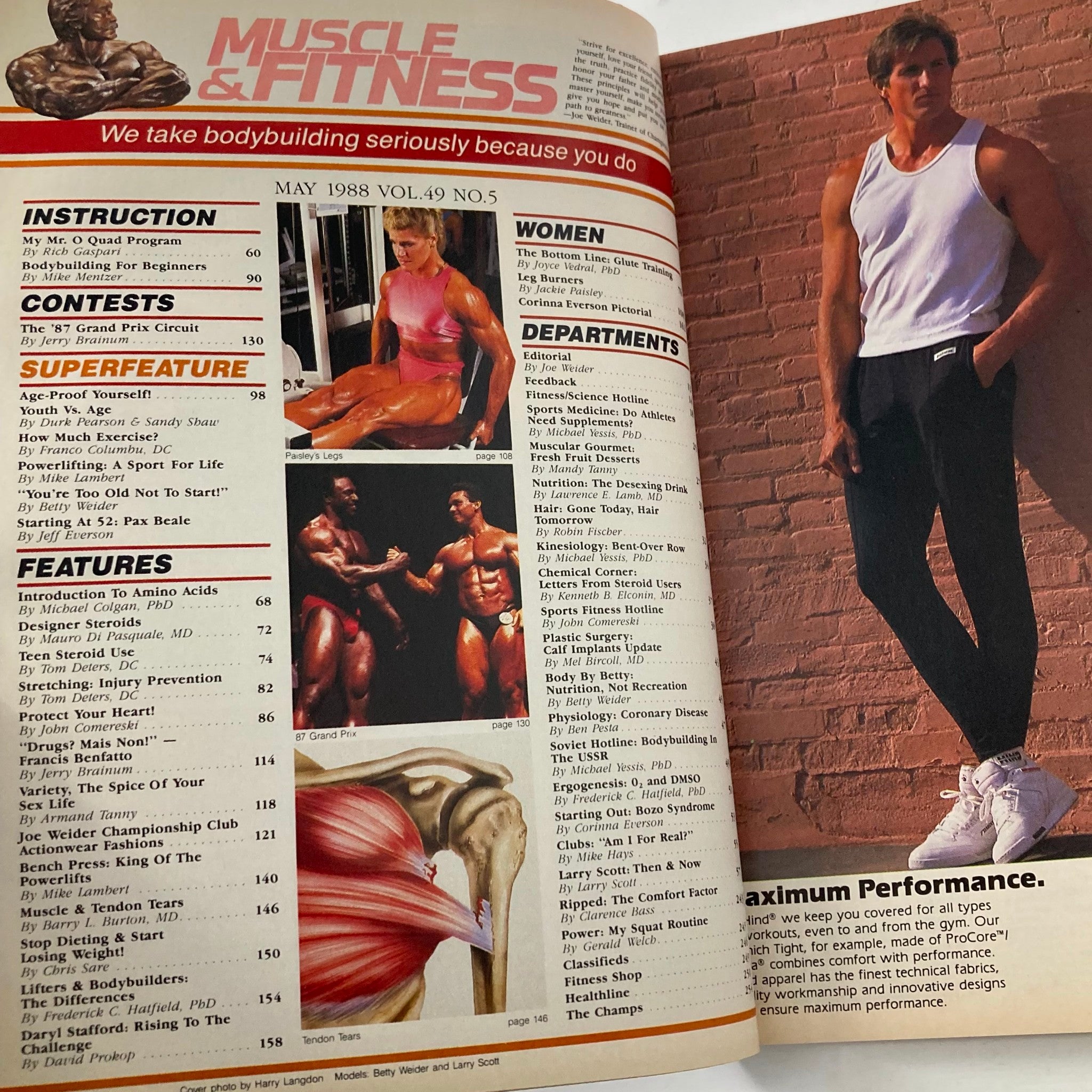 Joe Weider's Muscle & Fitness Magazine May 1988 Betty Weider & Larry Scott