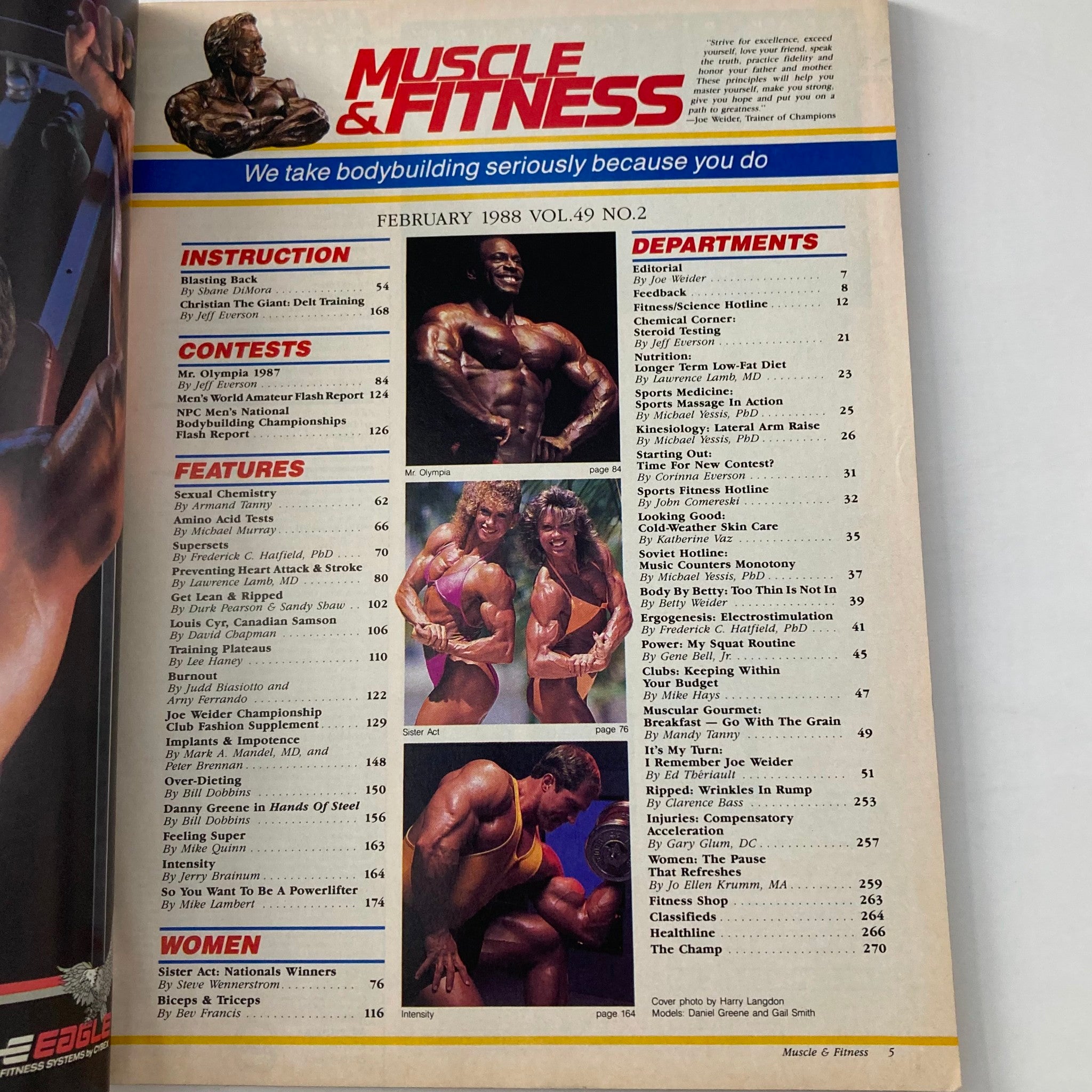 Joe Weider's Muscle & Fitness Magazine February 1988 Daniel Greene & Gail Smith