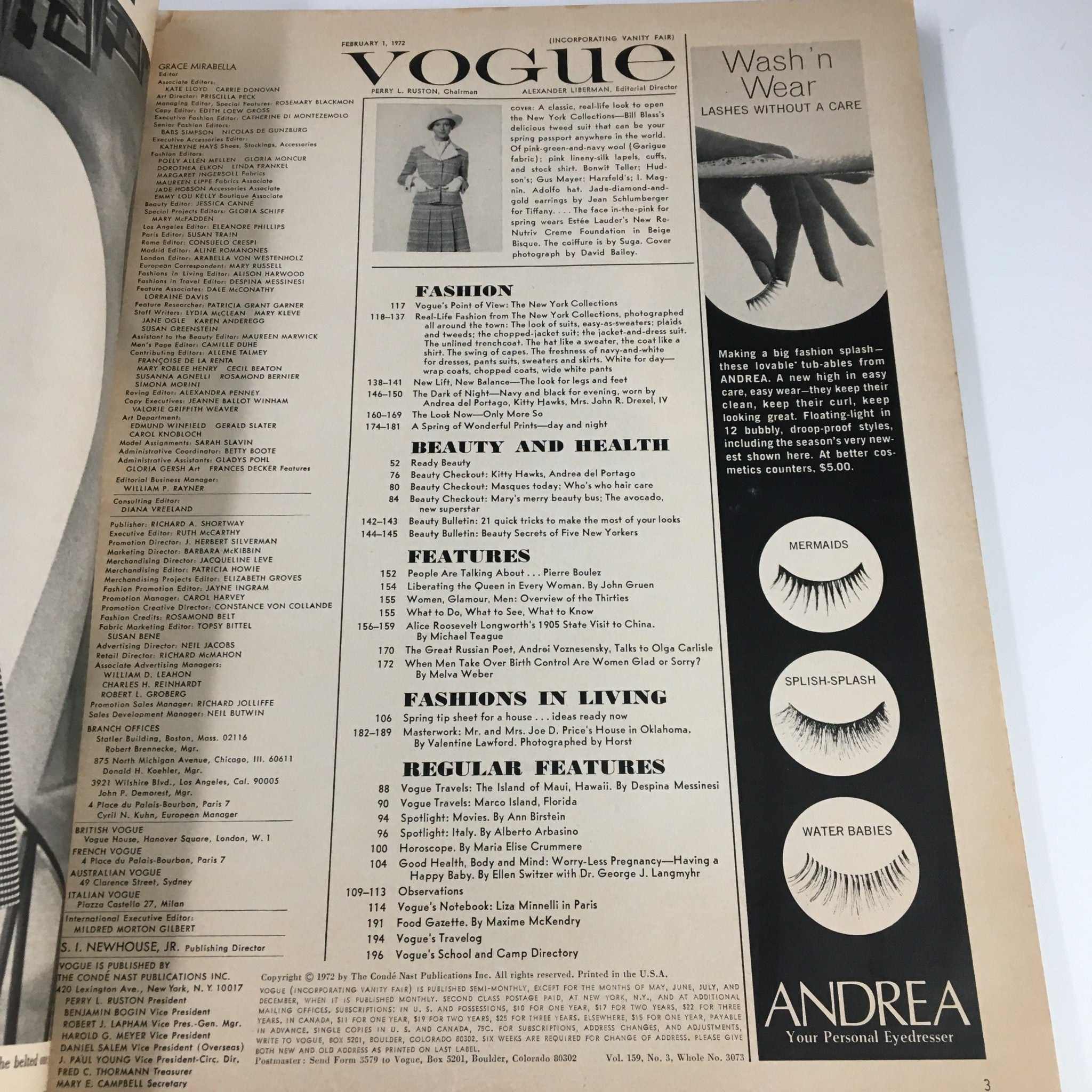 VTG Vogue Magazine February 1 1972 The New York Collections No Label