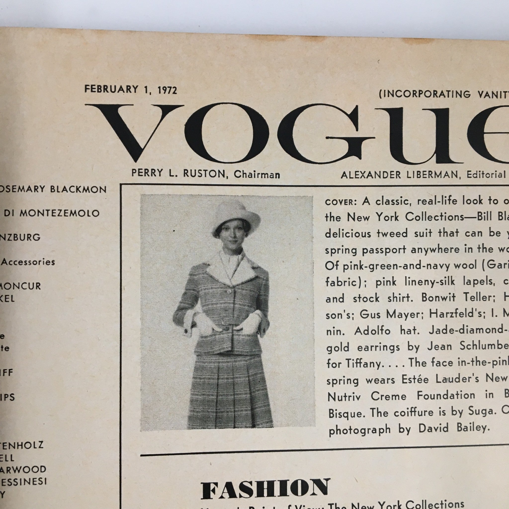 VTG Vogue Magazine February 1 1972 The New York Collections No Label