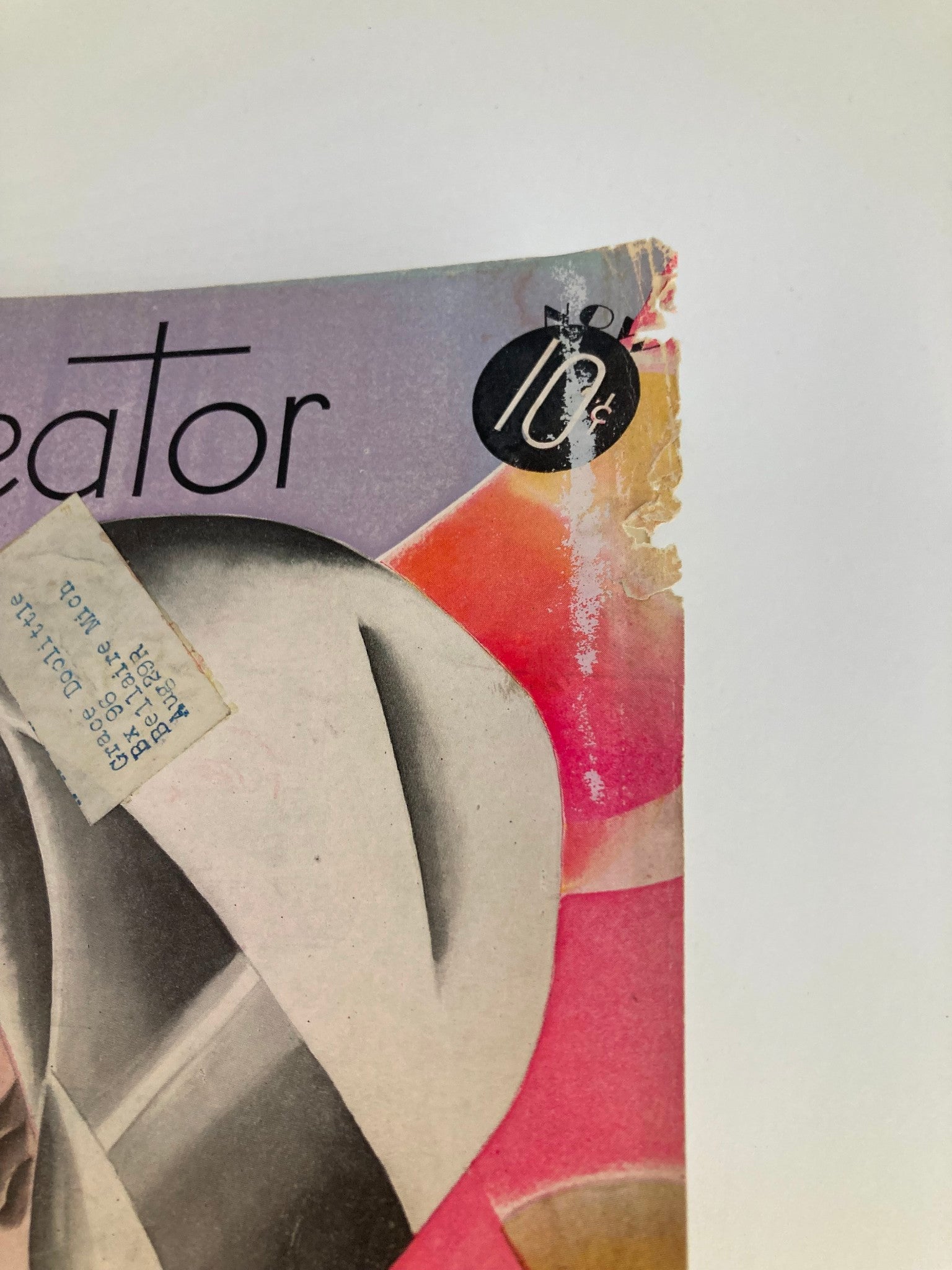 Close-up image of the VTG Delineator Magazine November 1928 cover showing minor wear and an address label affixed to the front, capturing the character of vintage publications.