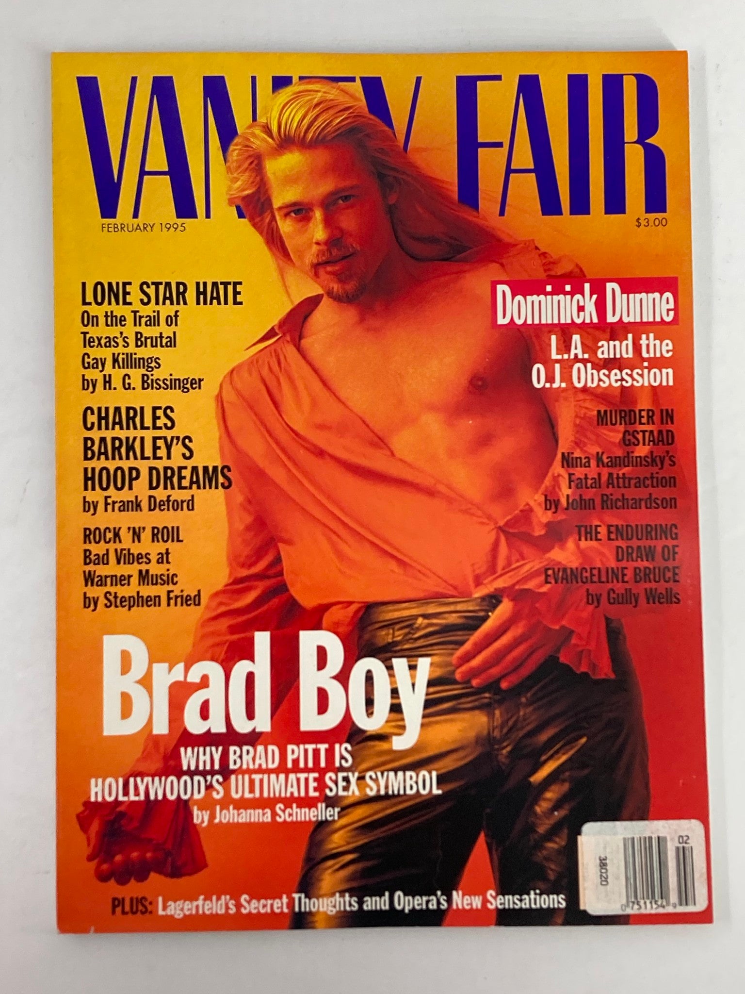 Vanity Fair Magazine February 1995 Brad Pitt Ultimate Sex Symbol No Label