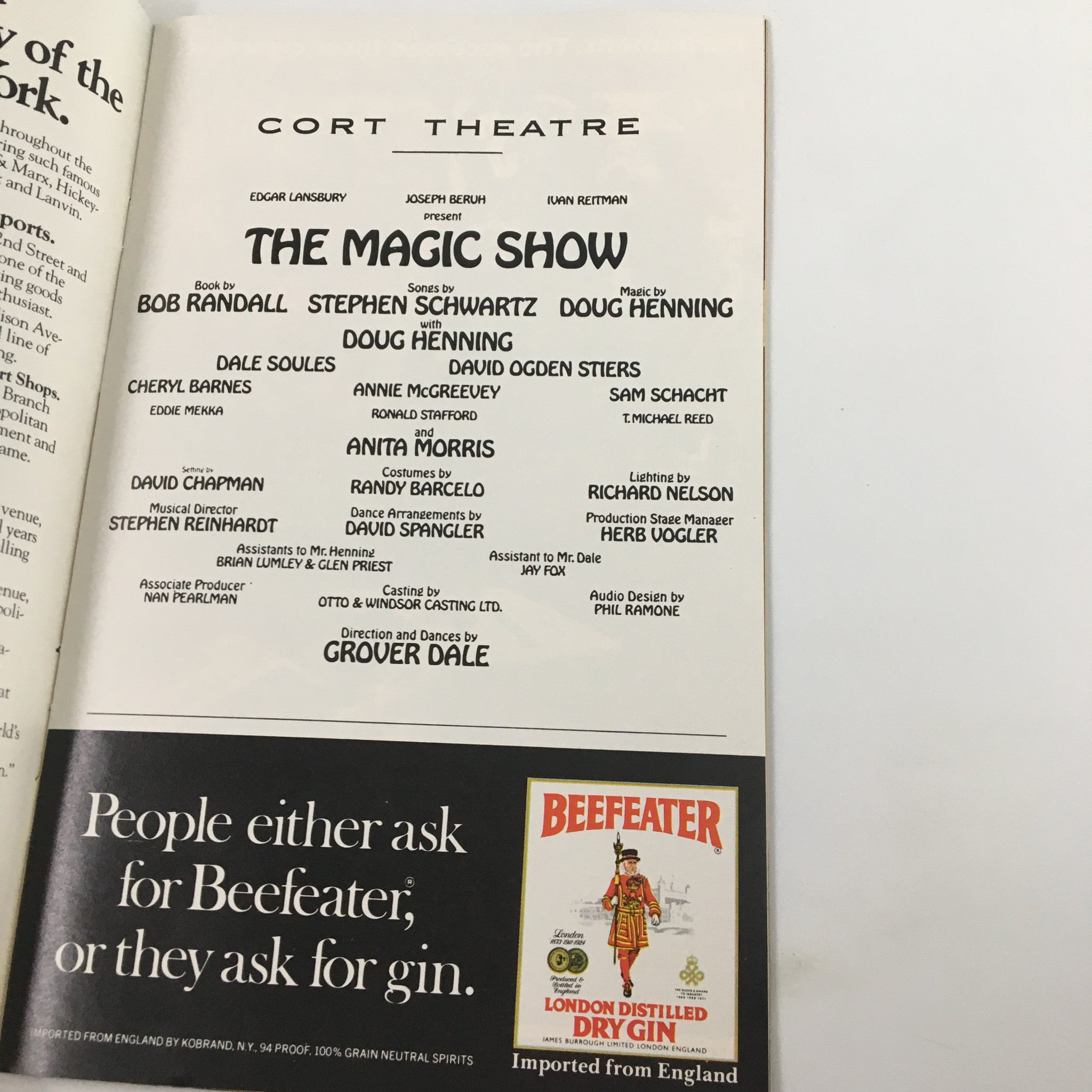 1974 Playbill Cort Theatre Edgar Lansbury in The Magic Show by Grover Dale