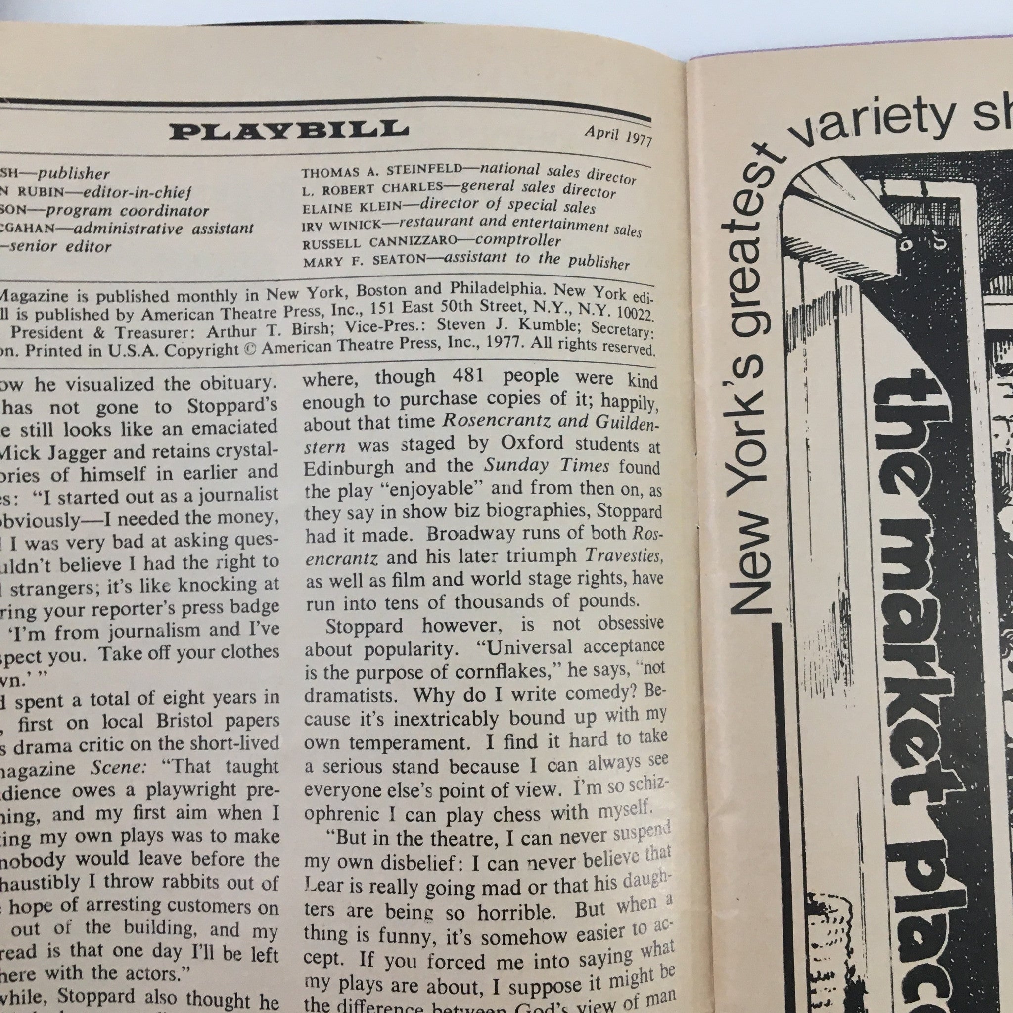 1977 Playbill Eugene O'Neill Theatre Tammy Grimes in California Suite Gene Saks