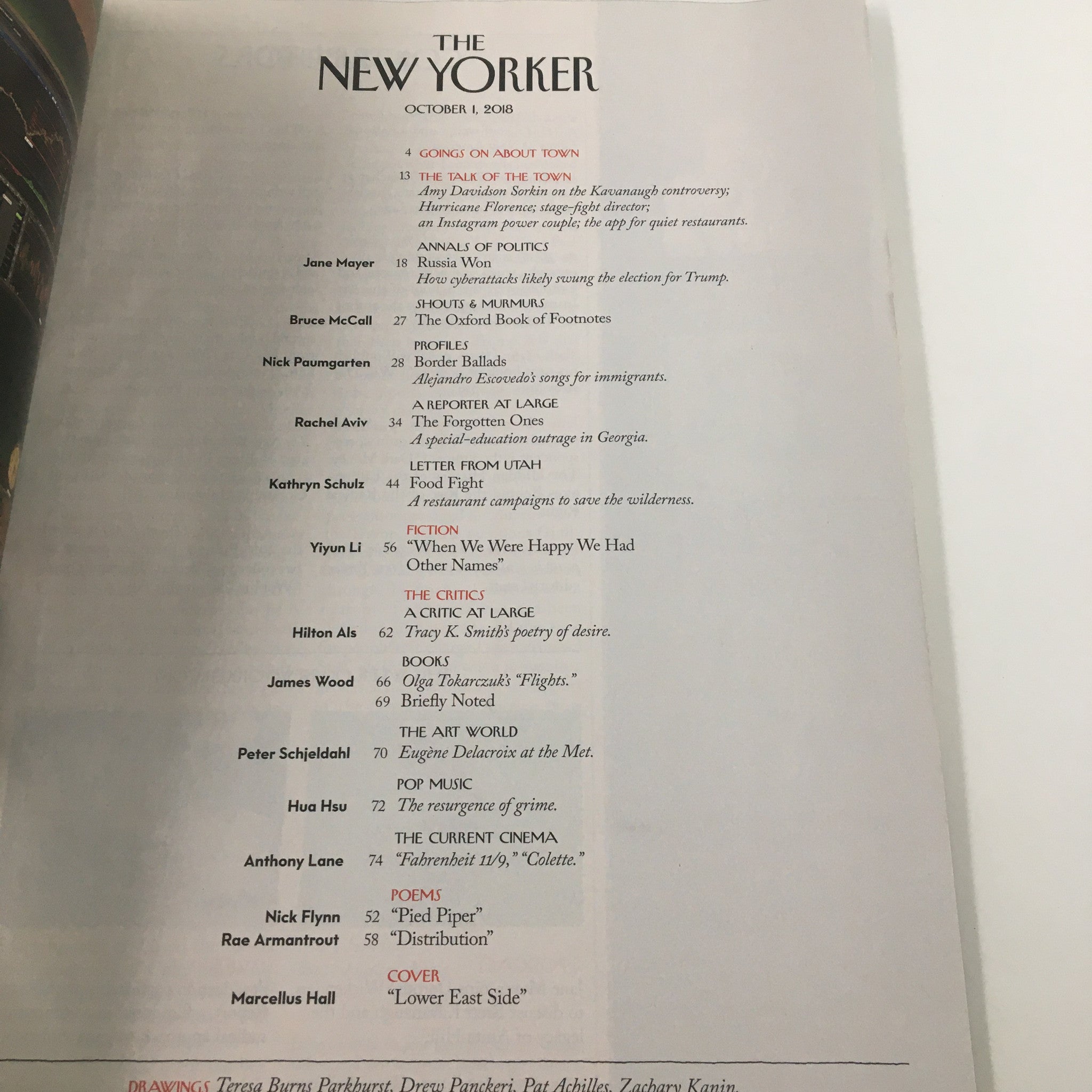 The New Yorker Magazine October 1 2018 Lower East Side Marcellus Hall No Label