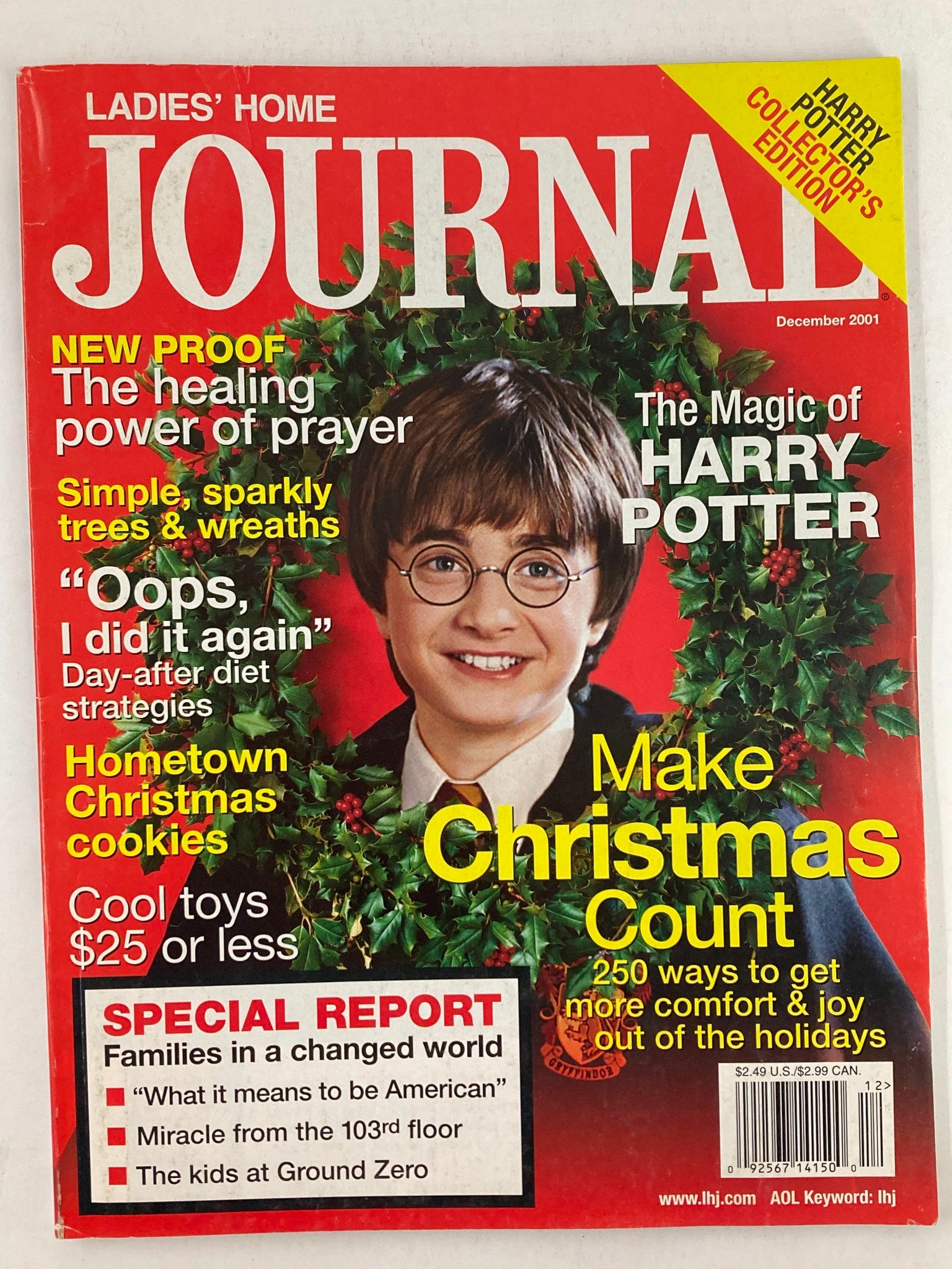 Ladies Home Journal Magazine December 2001 Daniel Radcliffe Cover No Label