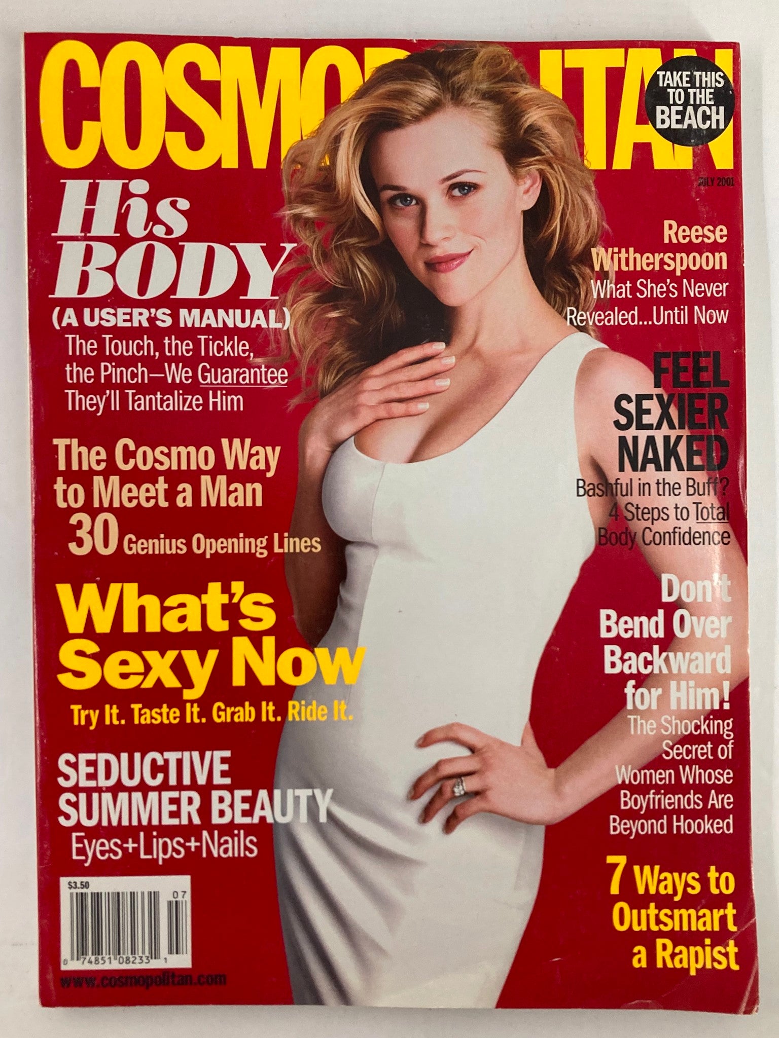 Cosmopolitan Magazine July 2001 Reese Whitherspoon She's Never Revealed No Label