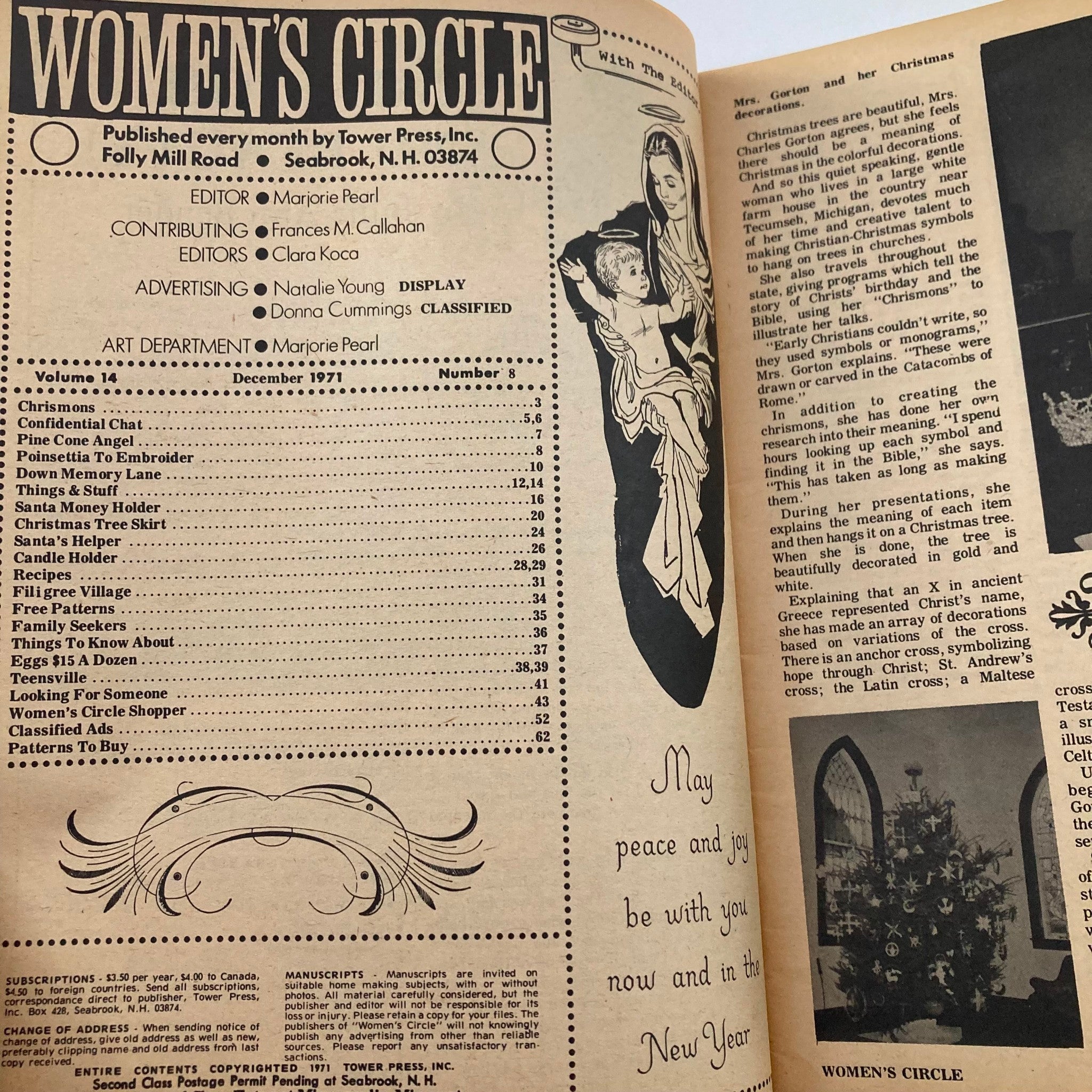 VTG Women's Circle Magazine December 1971 Santa Money Holder No Label