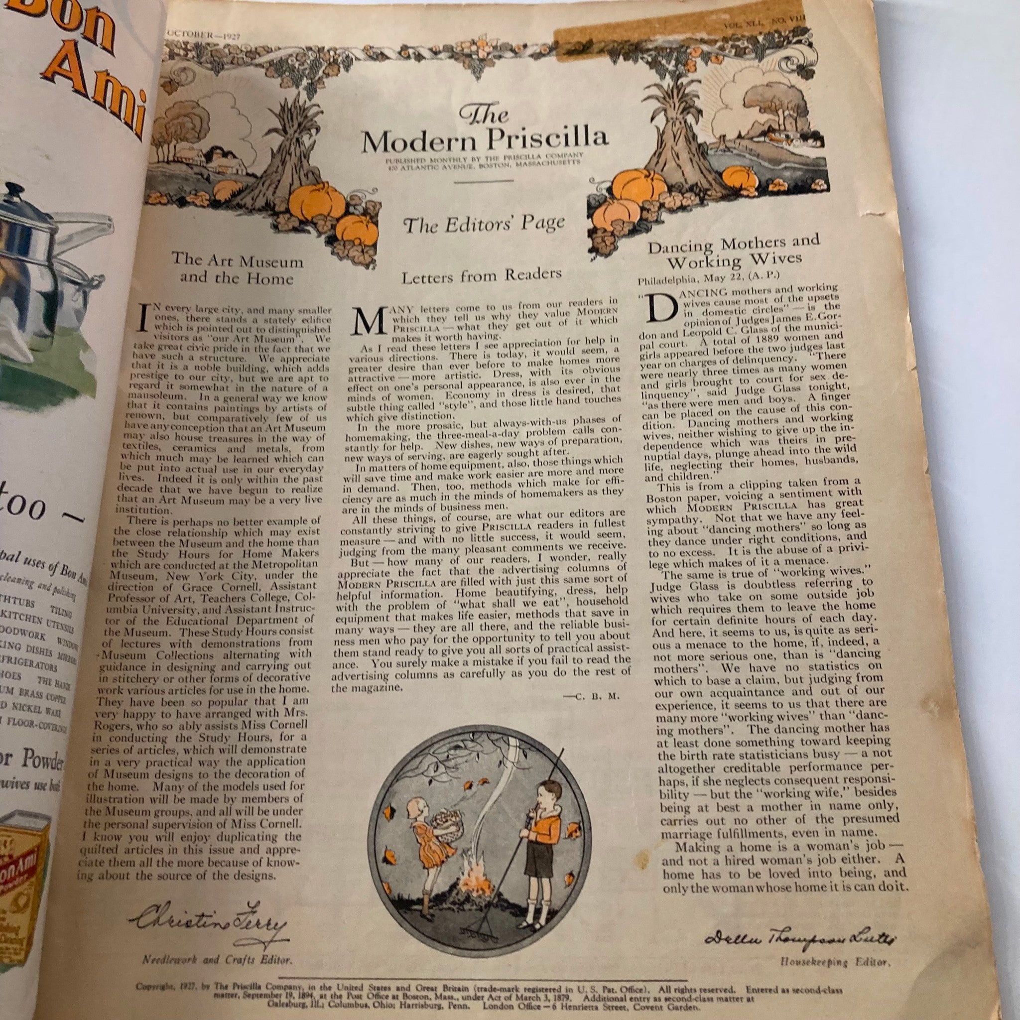 VTG Modern Priscilla Magazine October 1927 The Great of Cotton Mather No Label