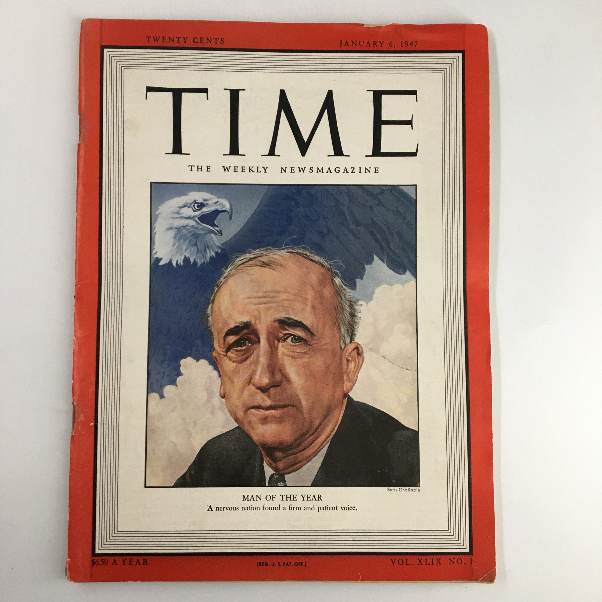 VTG Time Magazine January 6 1947 Vol. 49 No. 1 James F. Byrnes Man of the Year