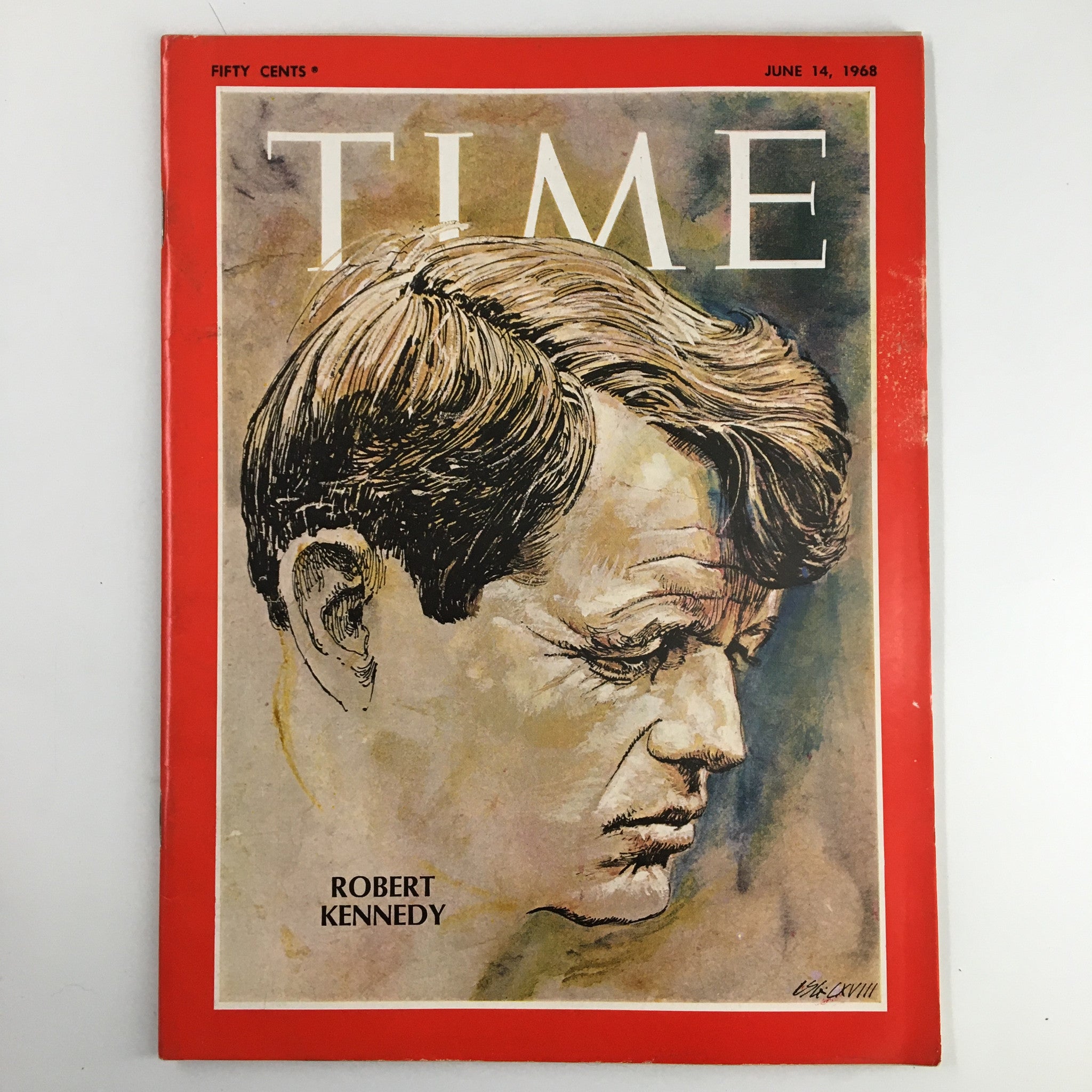 VTG Time Magazine June 14 1968 Robert Kennedy Illustration Cover No Label