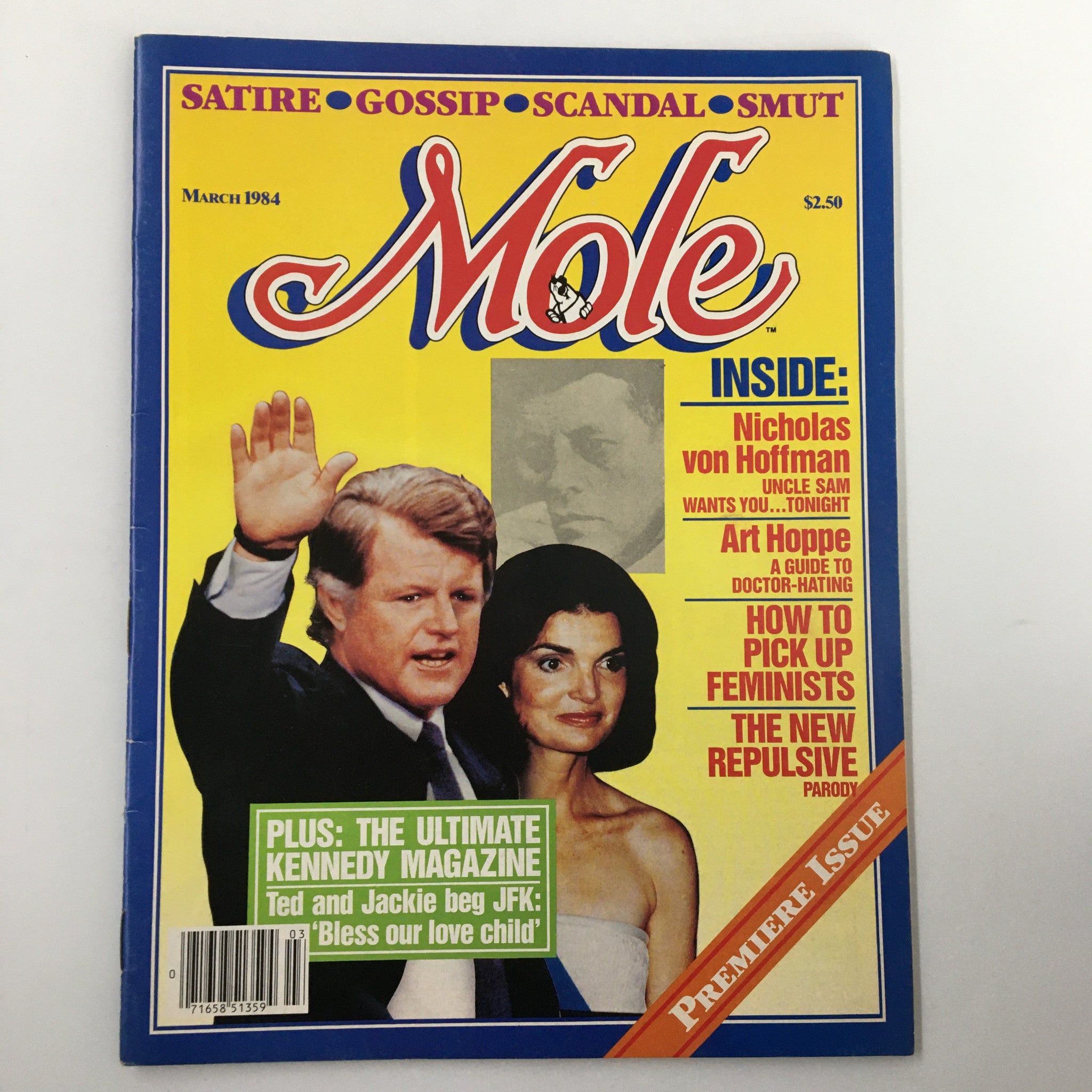 VTG Mole Magazine March 1984 Ted Kennedy, John Kennedy & Jackie Kennedy No Label