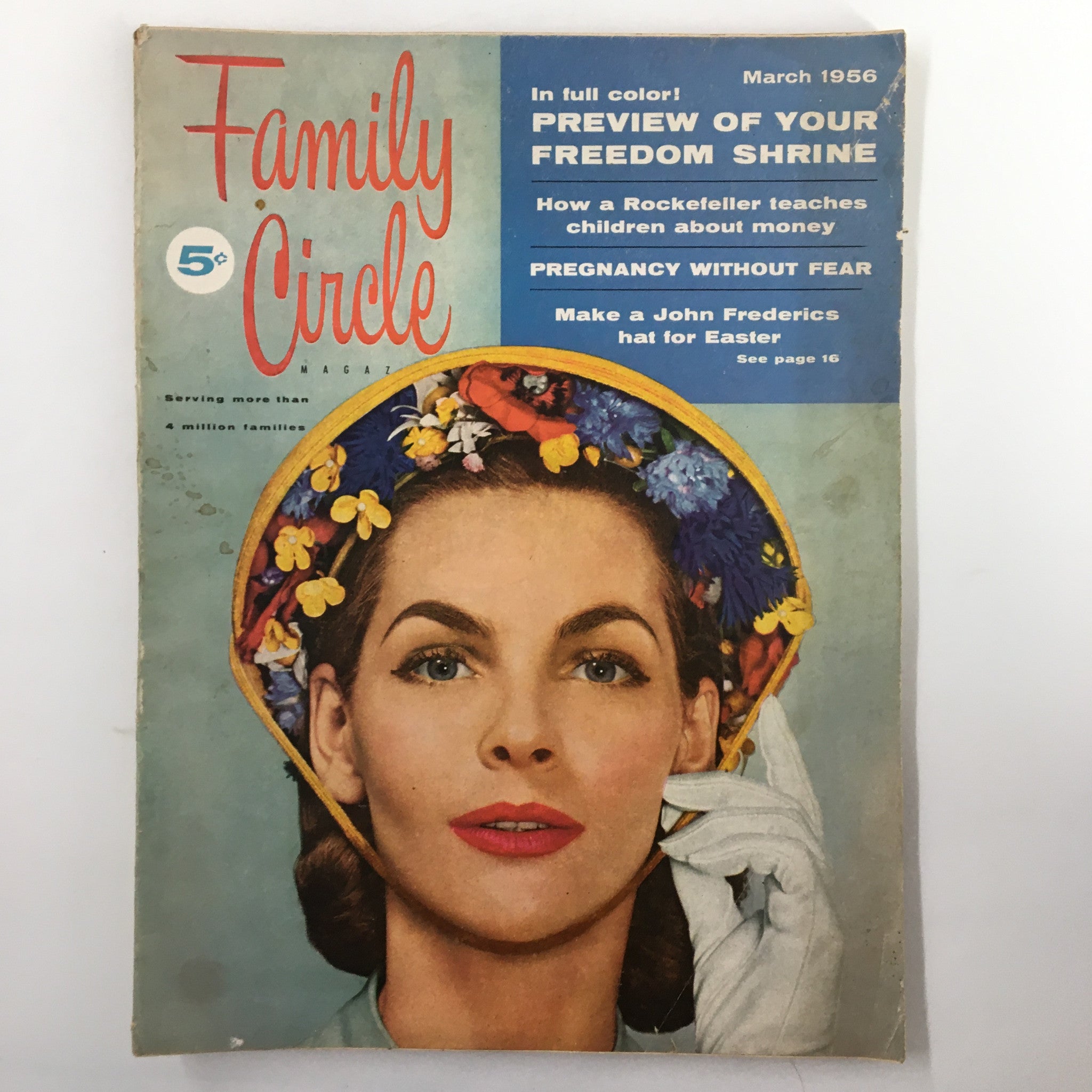 VTG Family Circle Magazine March 1956 John Frederics Hat for Easter No Label