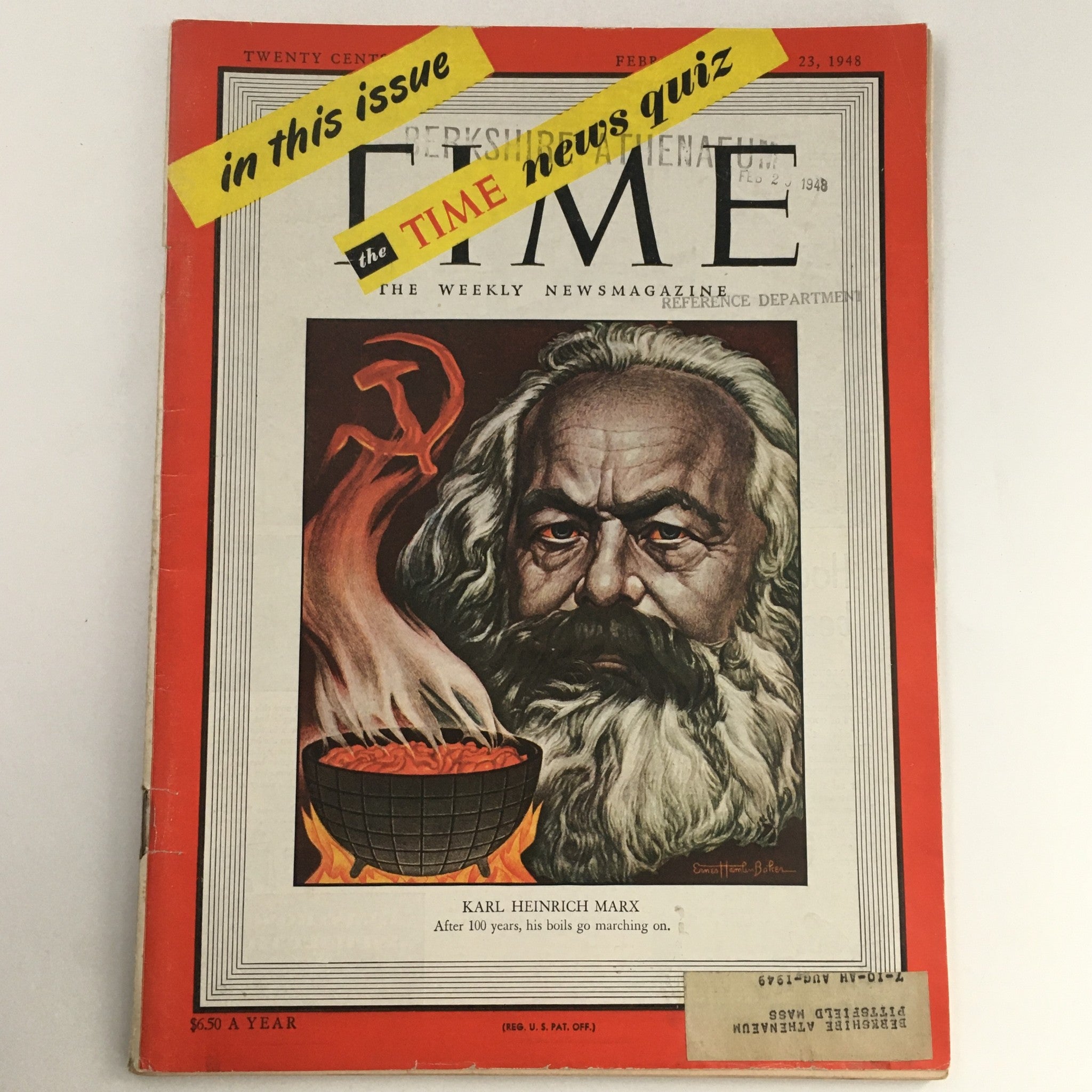 Time Magazine February 23 1948 German Philisopher Karl Heinrich Marx FRSA