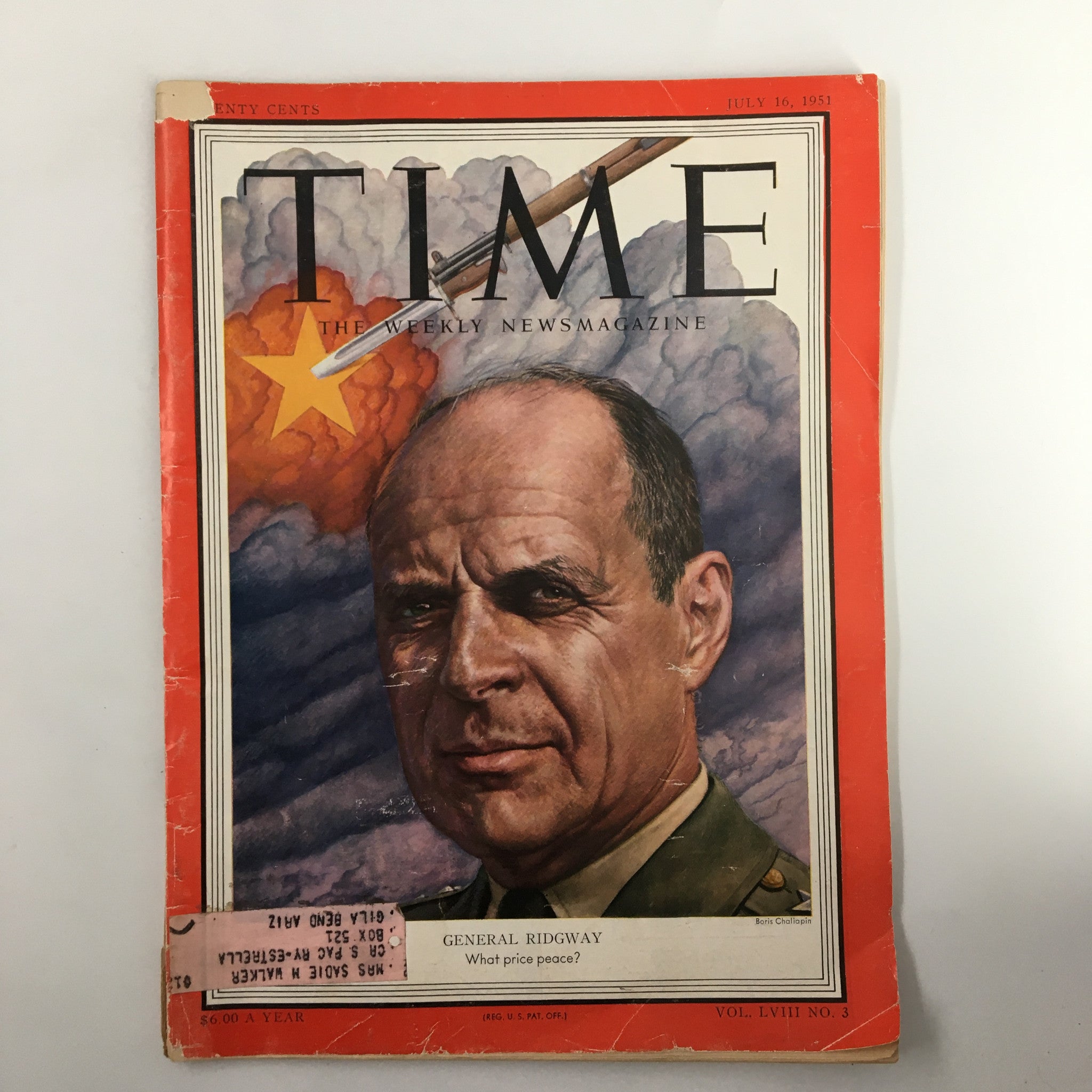 VTG Time Magazine July 16 1951 Vol 58 No. 3 General Matthew Ridgway