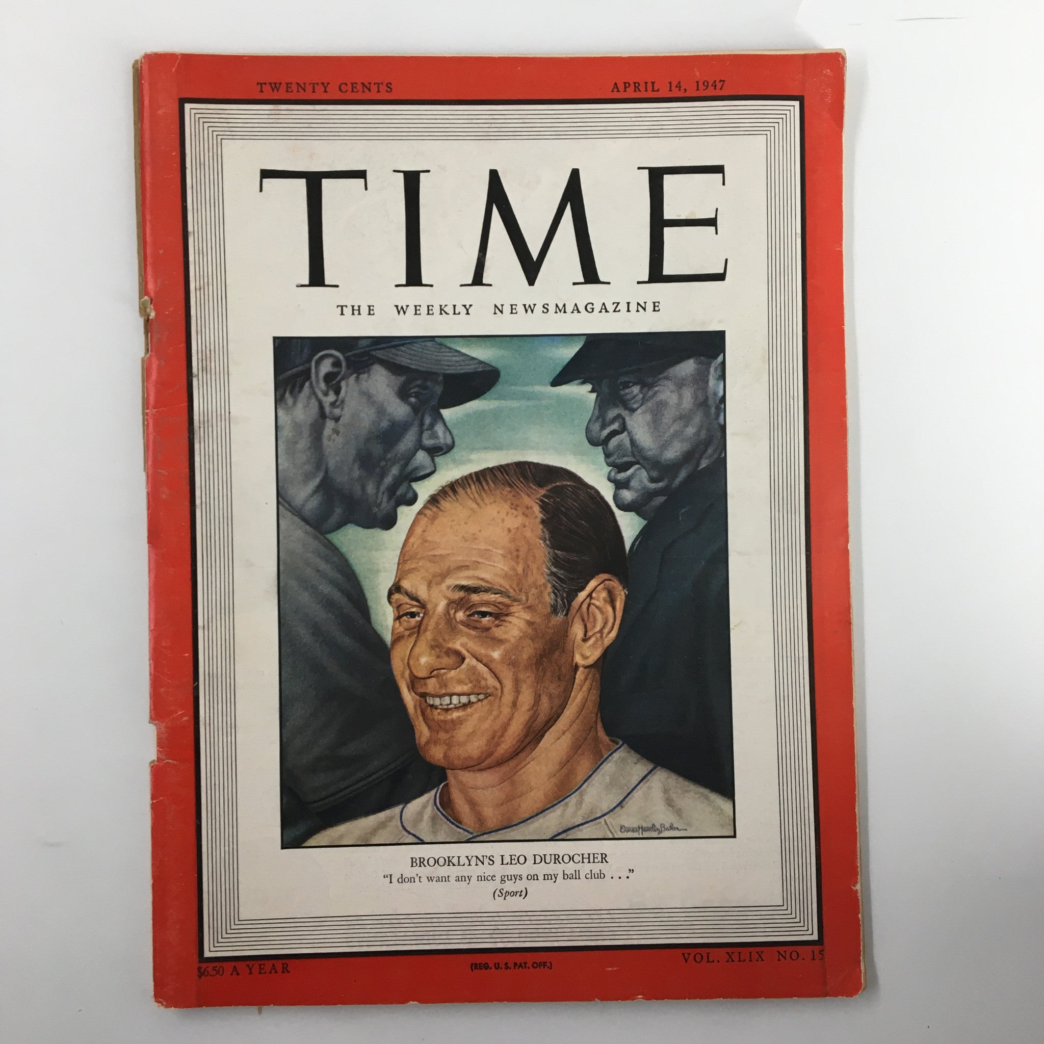 VTG Time Magazine April 14 1947 Brooklyn's Leo Durocher No Label