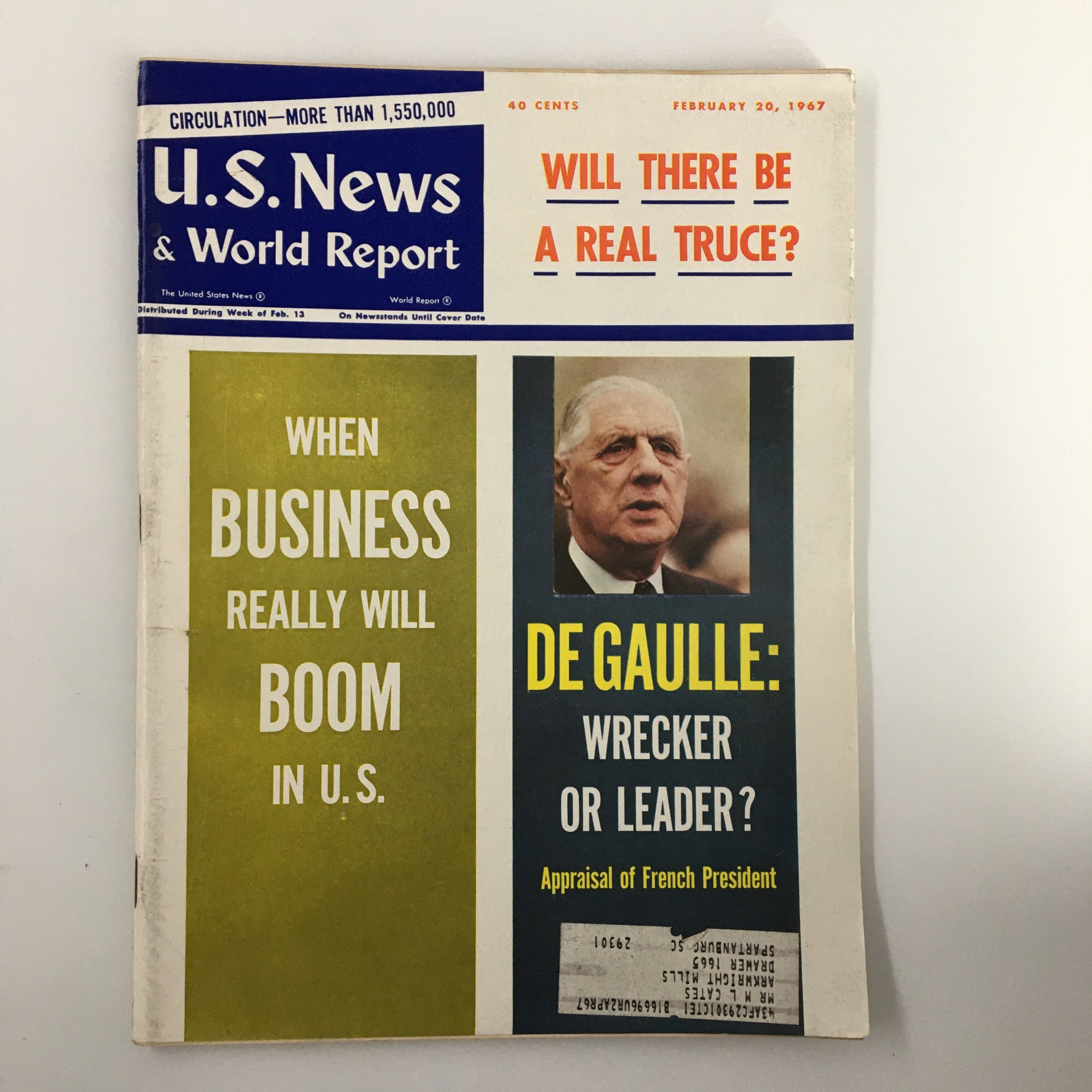 US News & World Report Magazine February 20 1967 President Charles De Gaulle