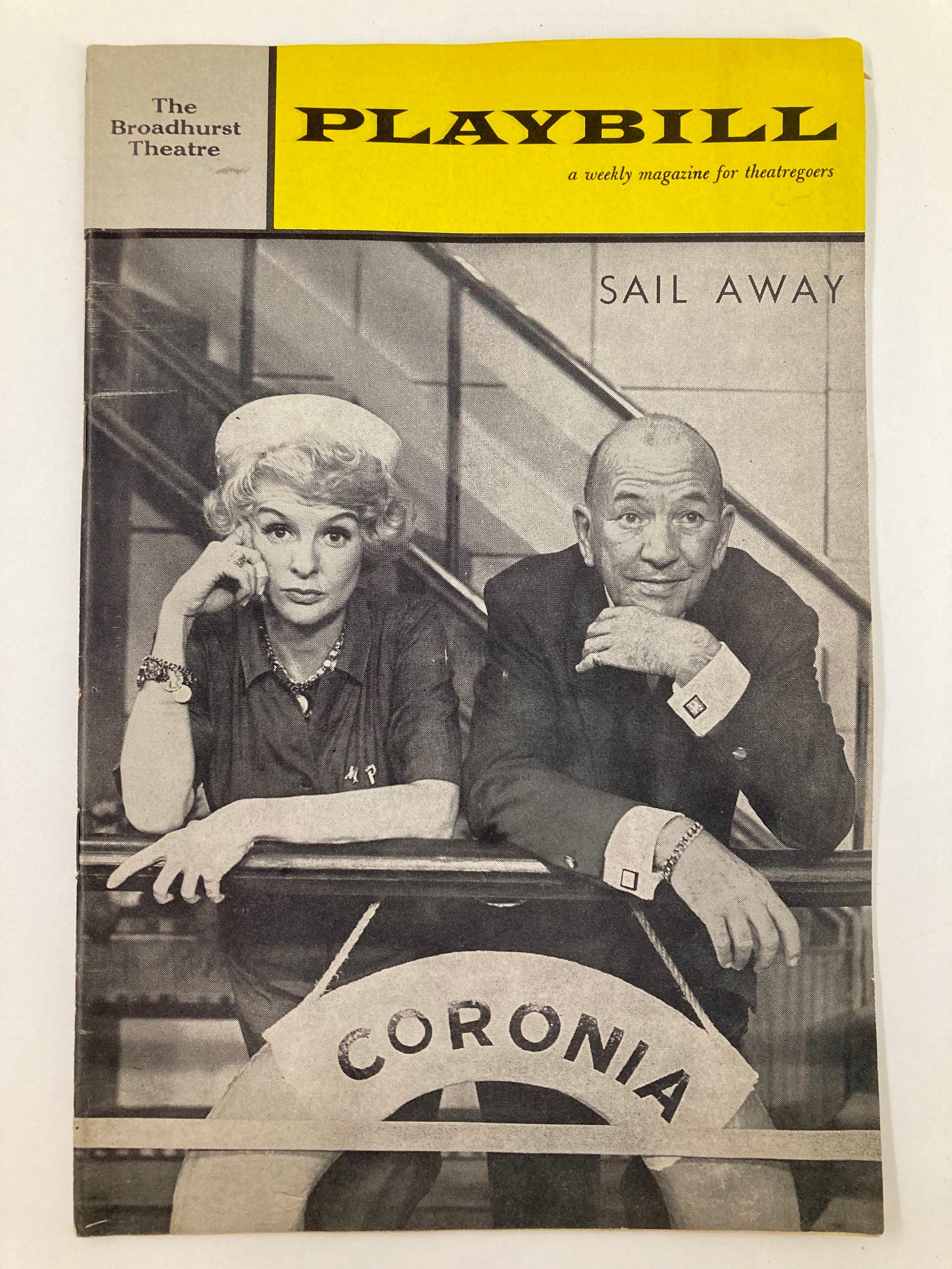 1961 Playbill The Broadhurst Theatre Elaine Stritch, James Hurst in Sail Away