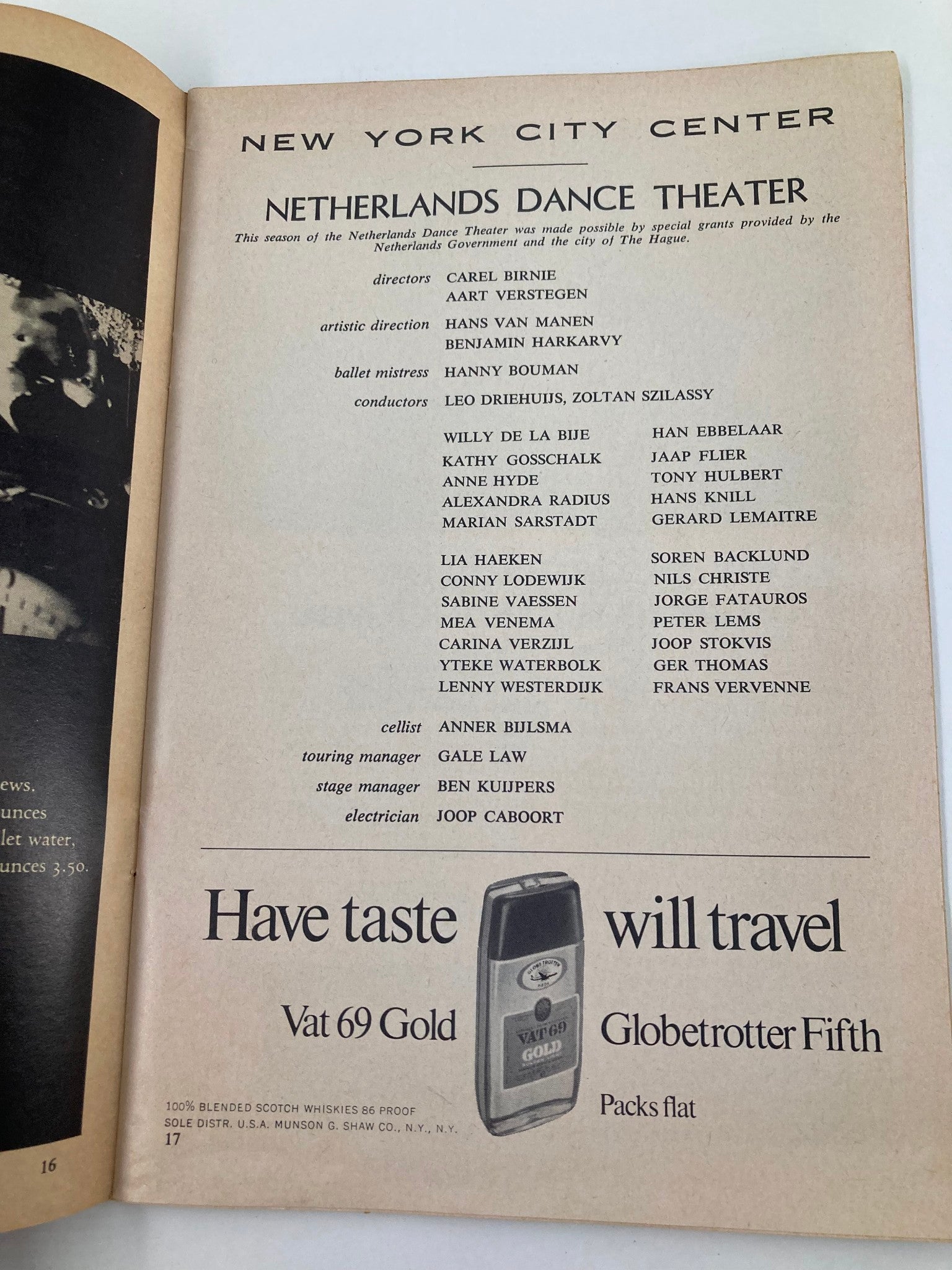 1968 Playbill New York City Center Netherlands Dance Theater by Carel Birnie