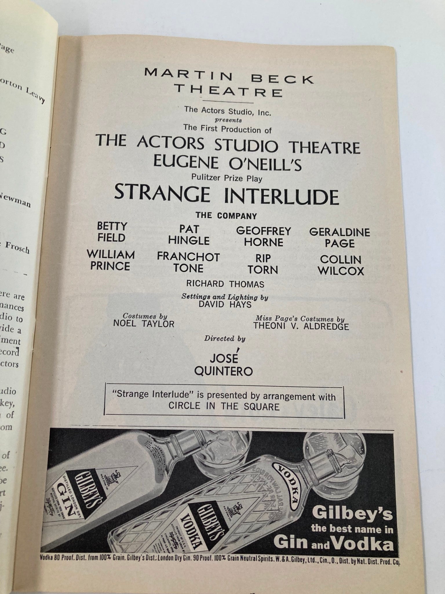 1963 Playbill Martin Beck Theatre The Actors Studio Theatre in Strange Interlude