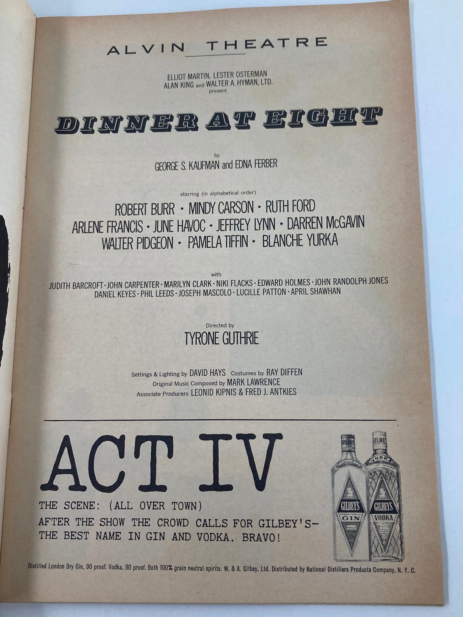 1966 Playbill Alvin Theatre Ruth Ford, Arlene Francis in Dinner at Eight