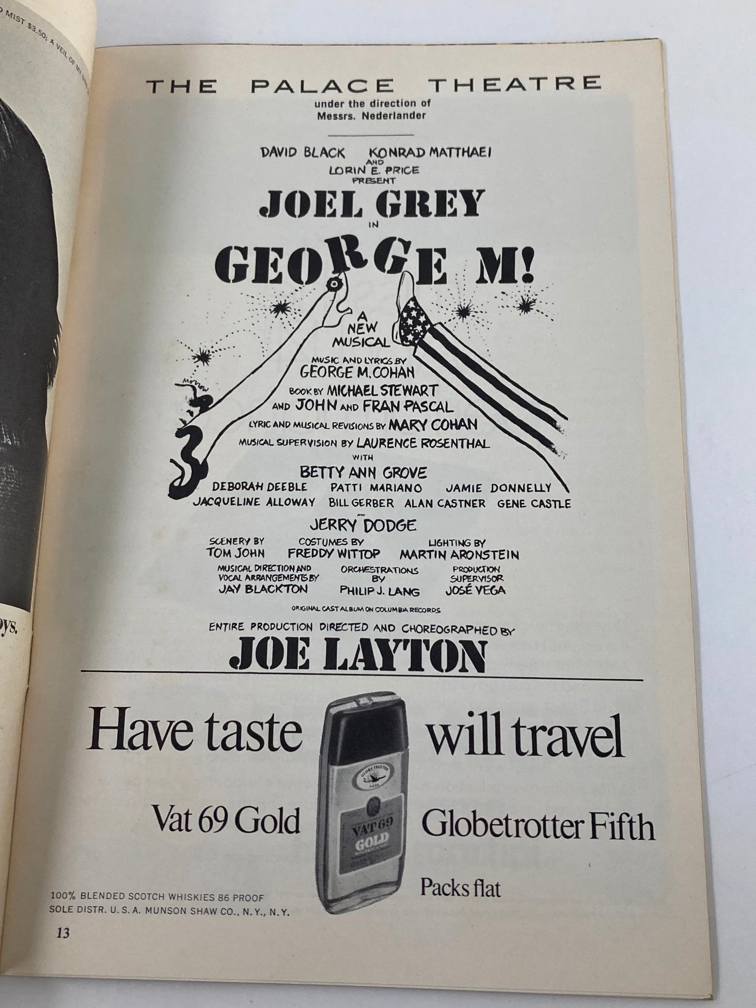 1969 Playbill The Palace Theatre Joel Grey in George M! by Joe Layton