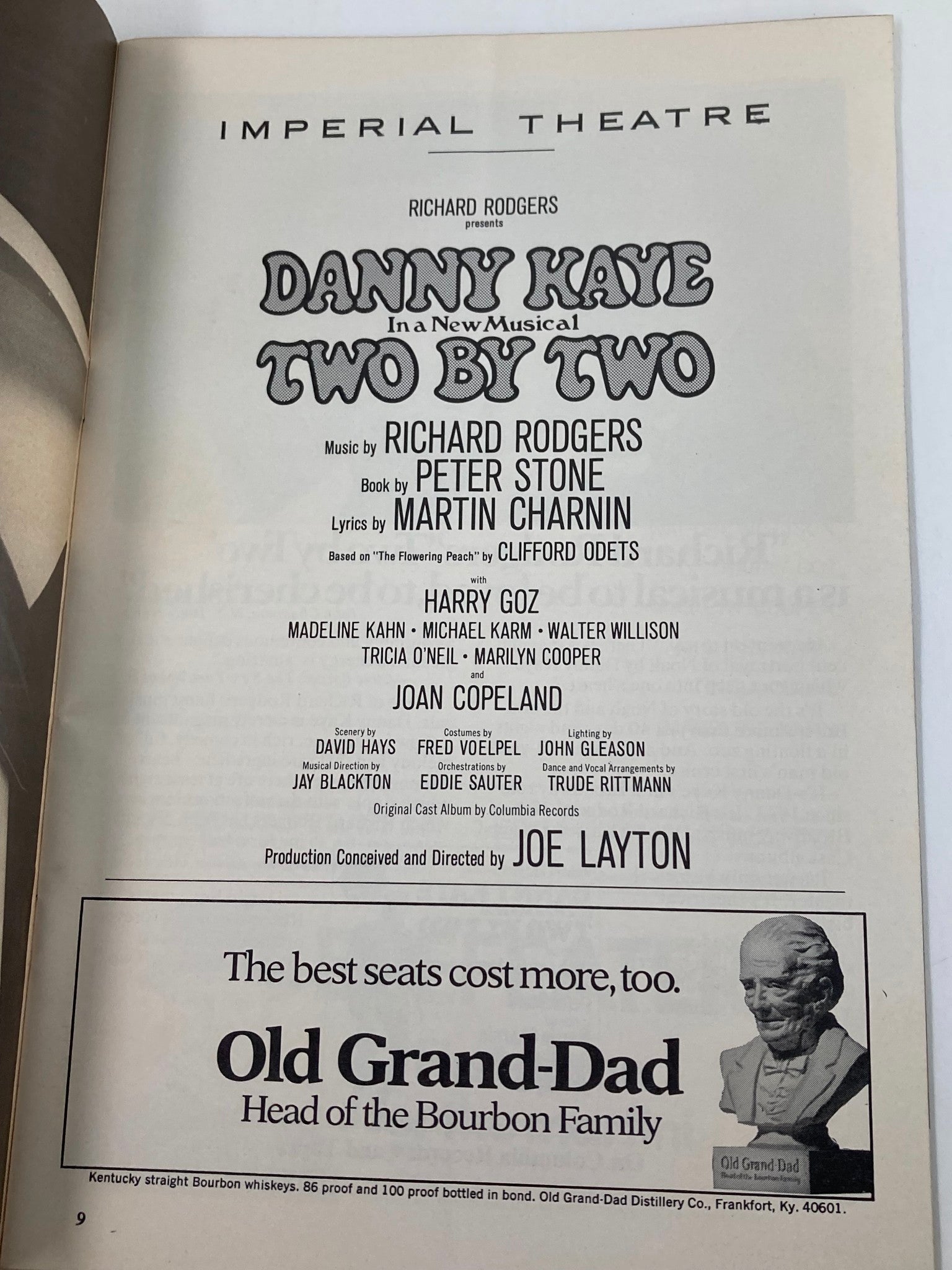 1970 Playbill Imperial Theatre Danny Kaye in a New Musical Two by Two