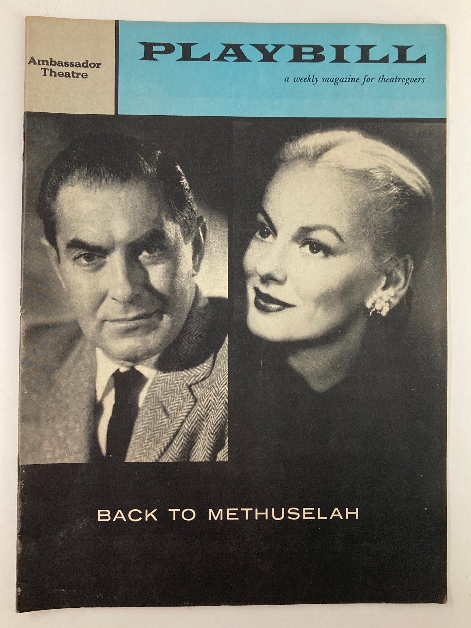 1958 Playbill Ambassador Theatre Tyrone Power Faye Emerson in Back to Methuselah