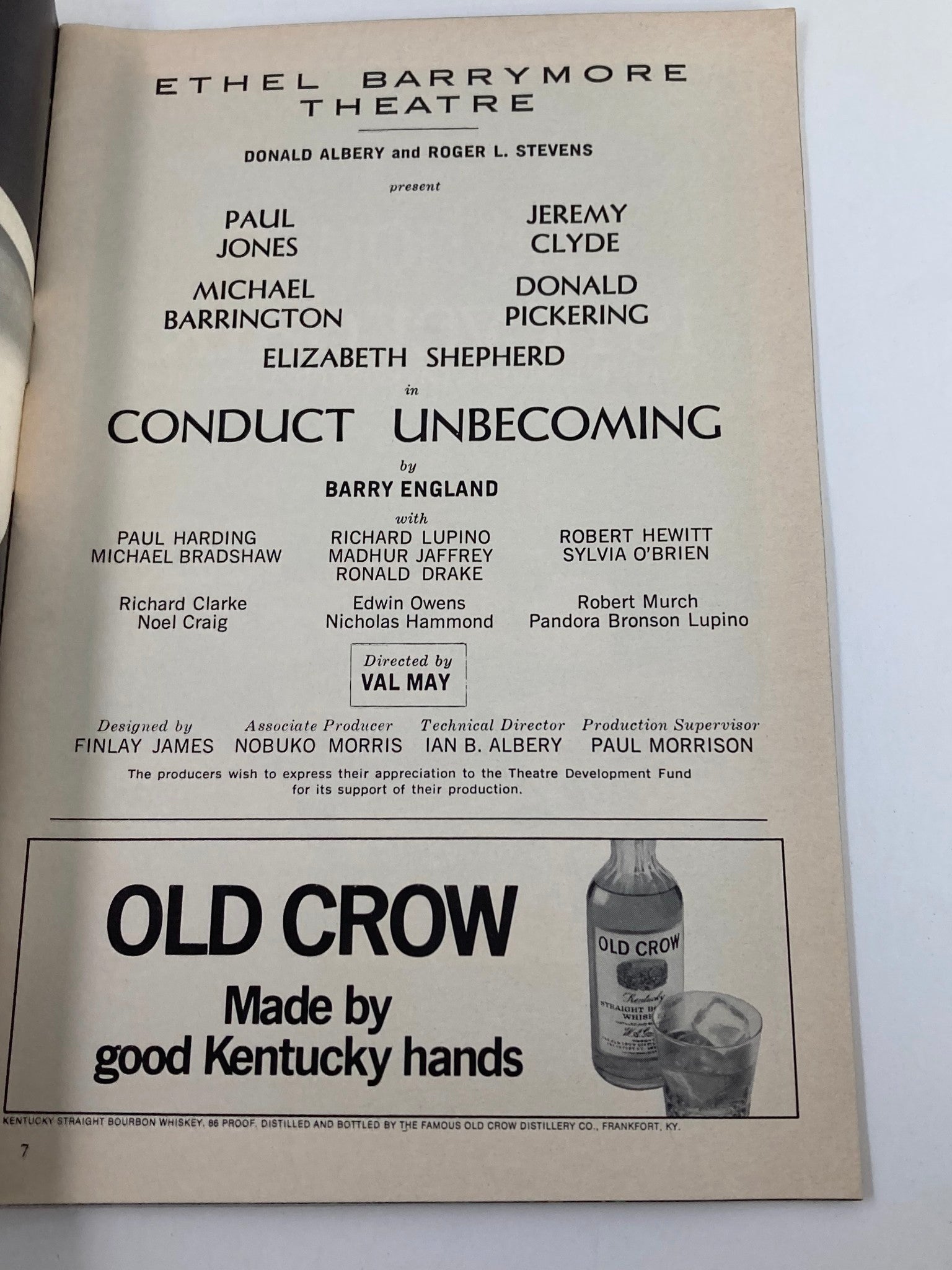 1971 Playbill Ethel Barrymore Theatre Paul Jones in Conduct Unbecoming