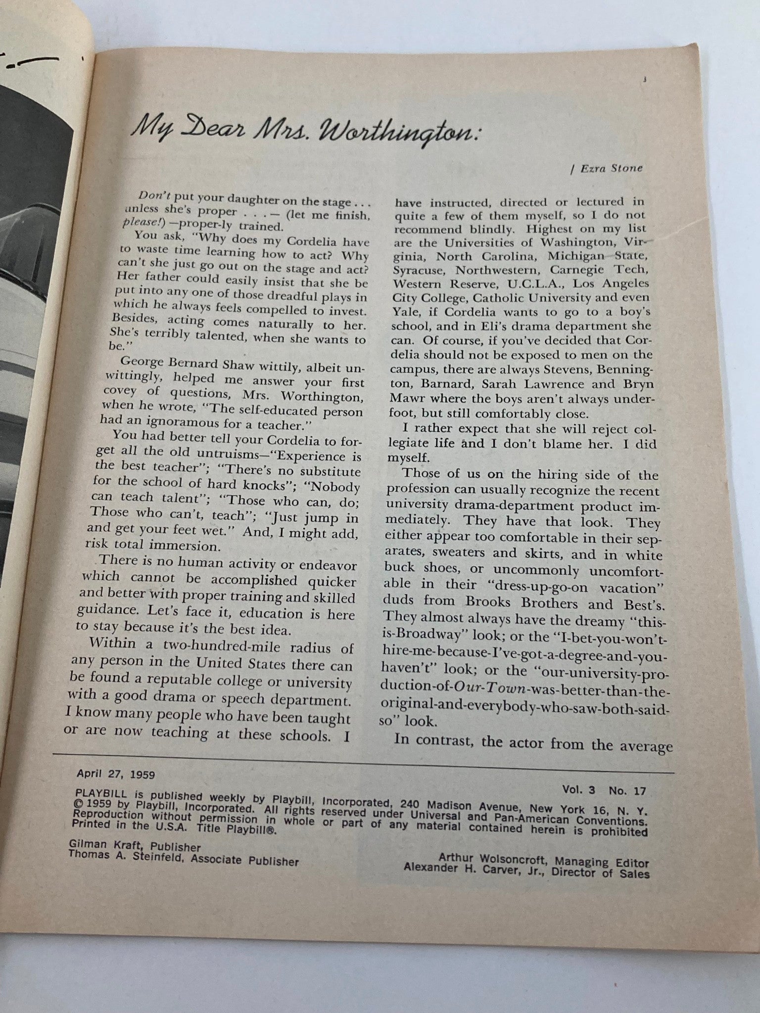 1959 Playbill Alvin Theatre Polly Bergen, Farley Granger in First Impressions