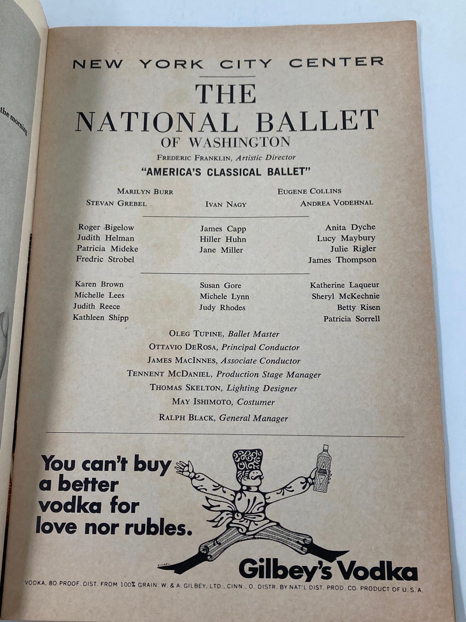 1967 Playbill New York City Center The National Ballet of Washington