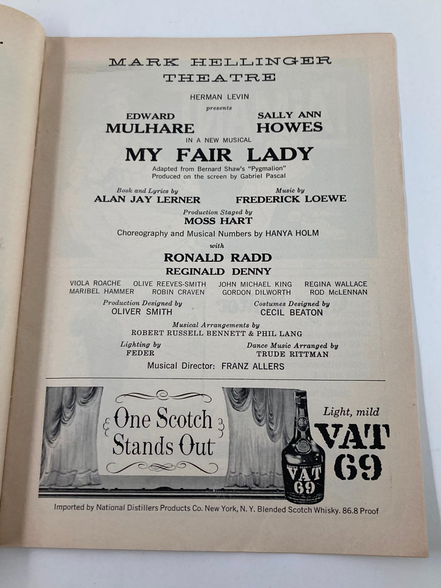 1958 Playbill Mark Hellinger Theatre Sally Ann Howes in q