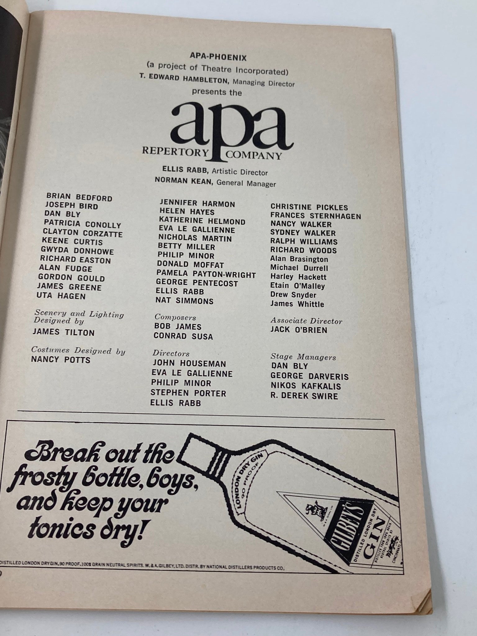 1968 Playbill Lyceum Theatre Dan Bly in Apa-Phoenix Repertory Company