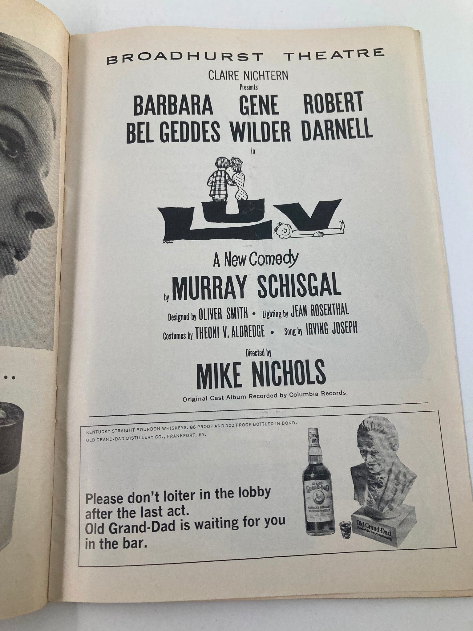 1966 Playbill Broadhurst Theatre Barbara Bel Geddes, Robart Darnell in Luv