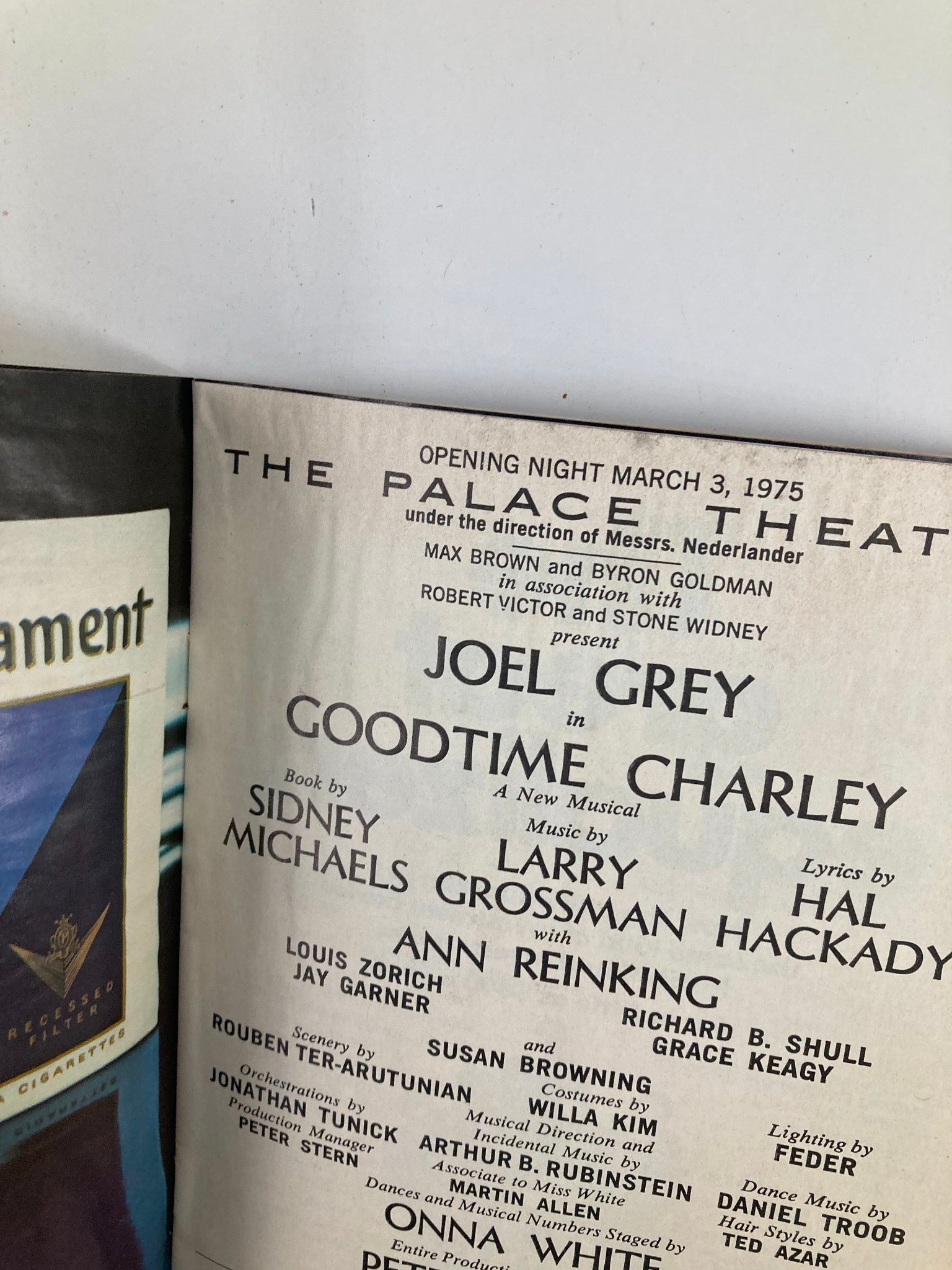 1975 Playbill The Palace Theatre Joel Grey, Ann Reinking in Goodtime Charley