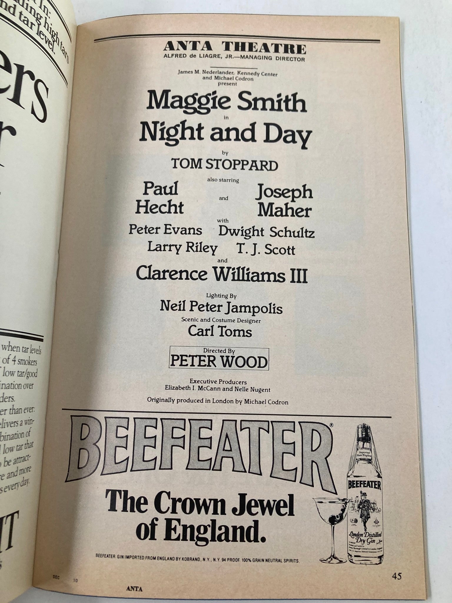 1979 Playbill Anta Theatre Maggie Smith & Paul Hecht in Night and Day