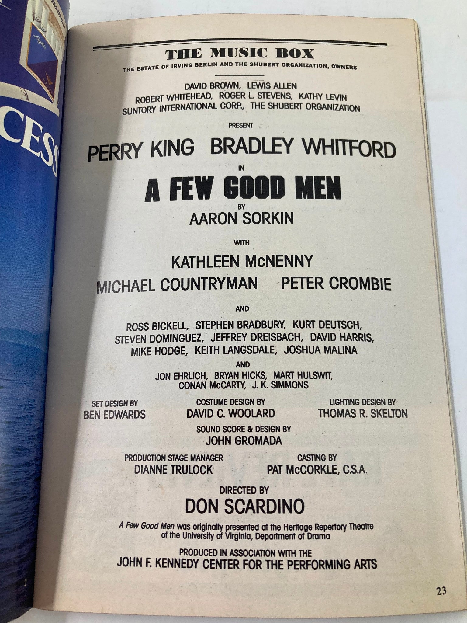 1991 Playbill The Music Box Perry King, Bradley Whitford in A Few Good Men