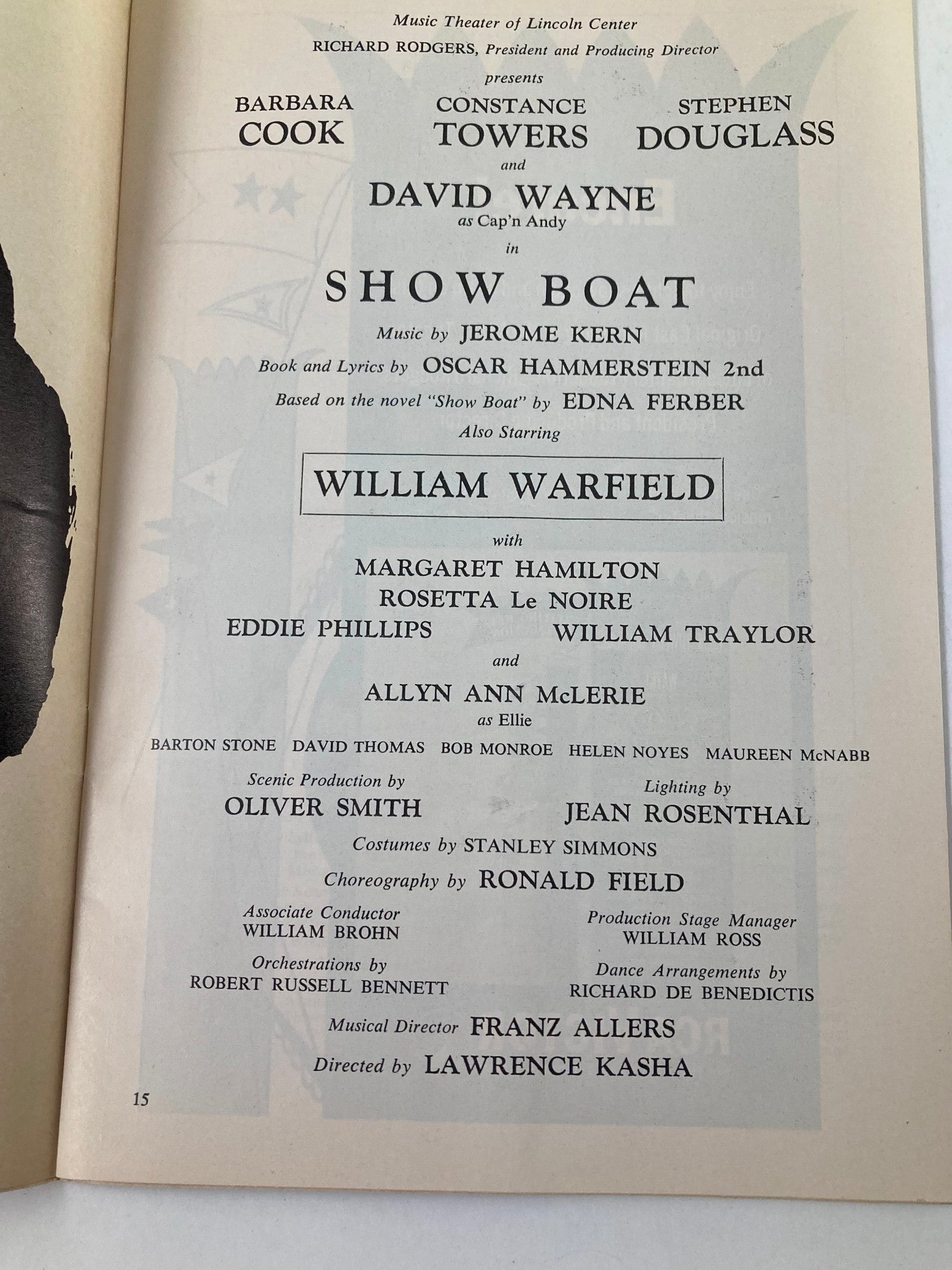 1966 The Music Theater of Lincoln Center David Wayne, Barbara Cook in Show Boat