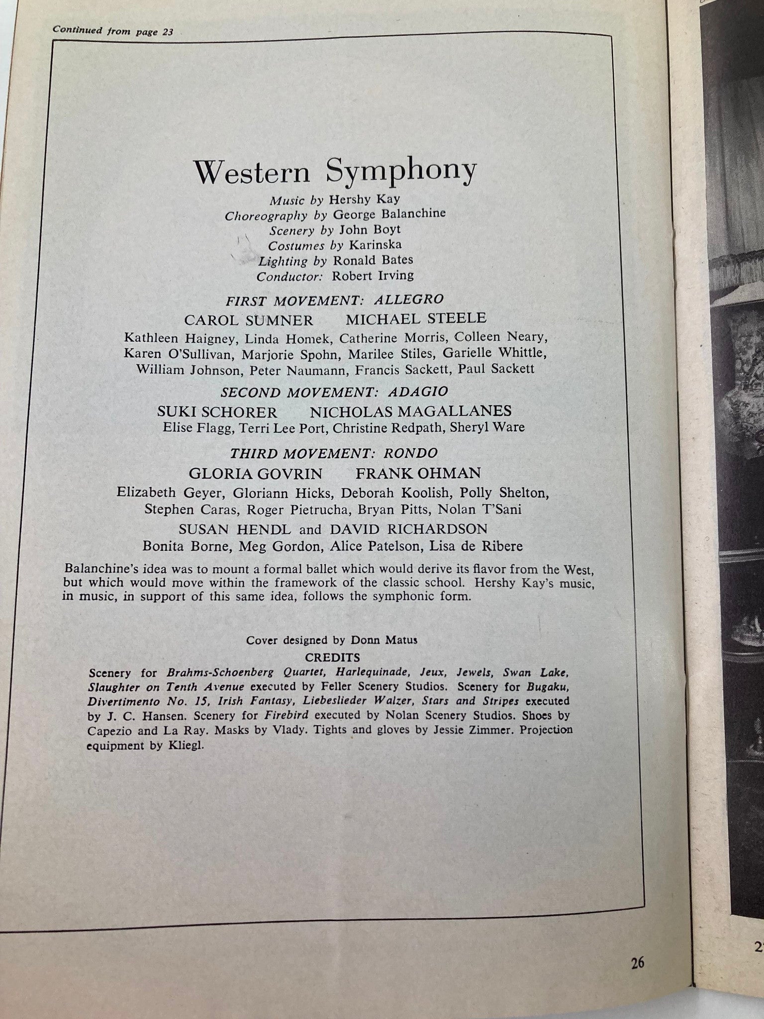 1971 City Center of Music & Drama, Inc. Program New York City Ballet