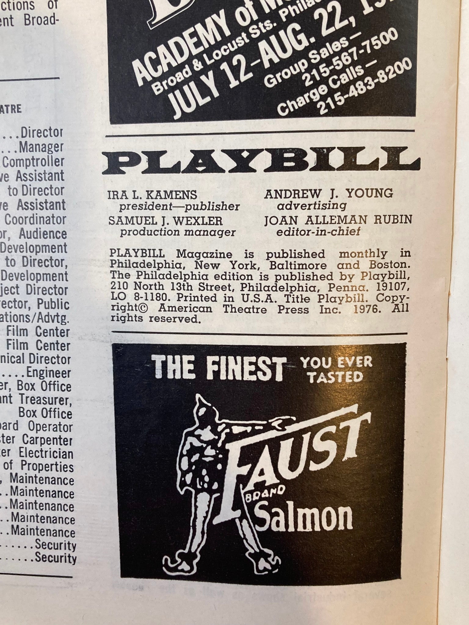 1976 Playbill Walnut Street Theatre Hugh O'Brian, Robert Baines in The Decision