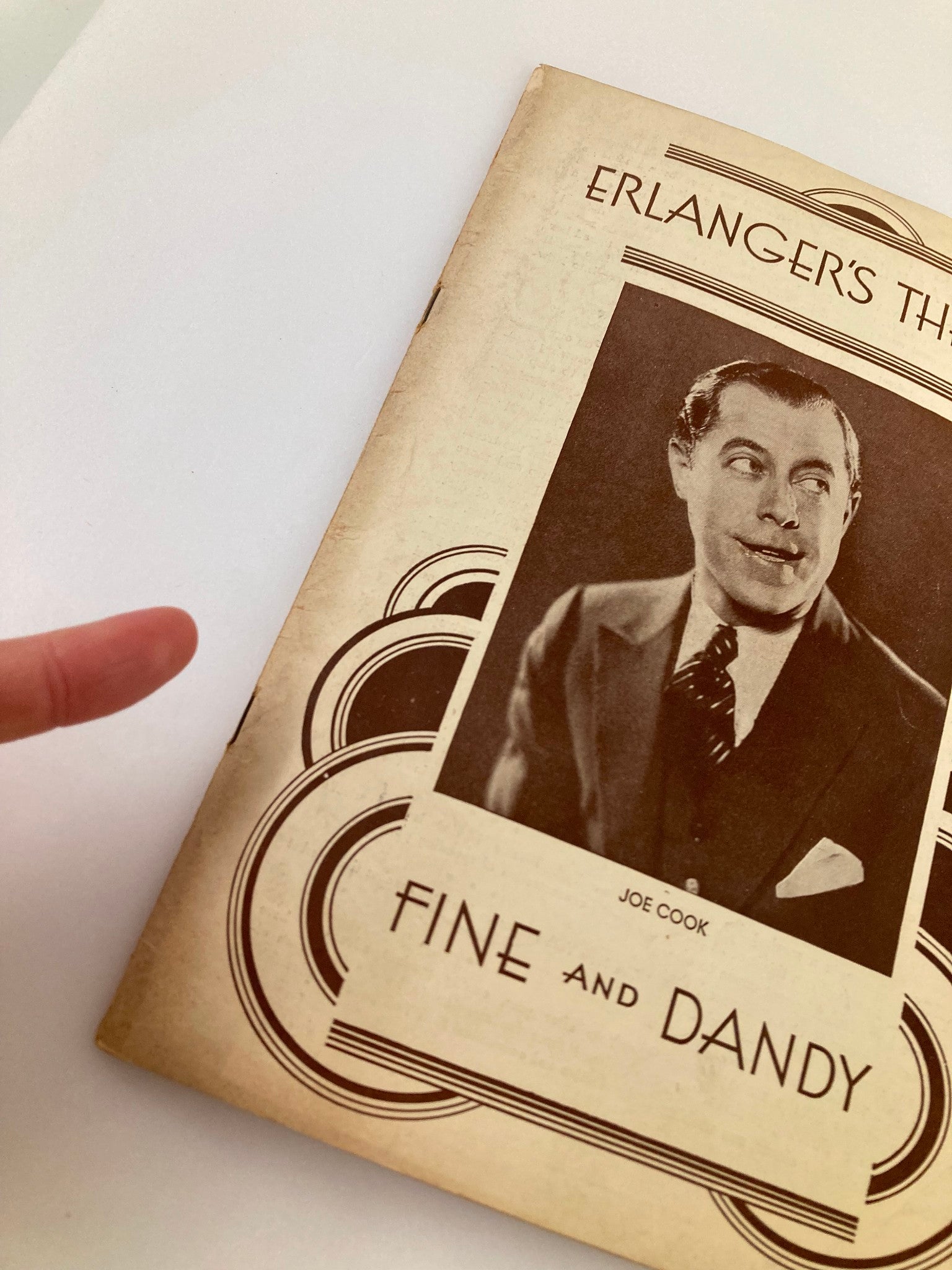 1930 Program Erlanger's Theatre Joe Cook, Dave Chasen in Fine and Dandy