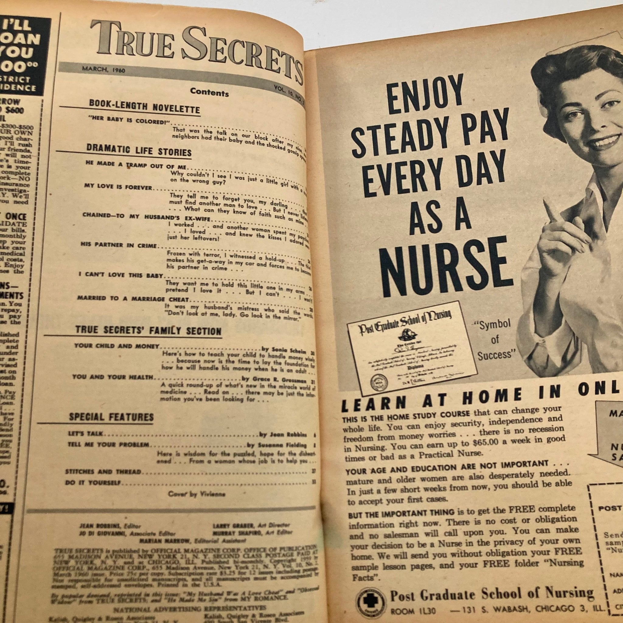 VTG True Secrets Magazine March 1960 He Made A Tramp Out of Me No Label