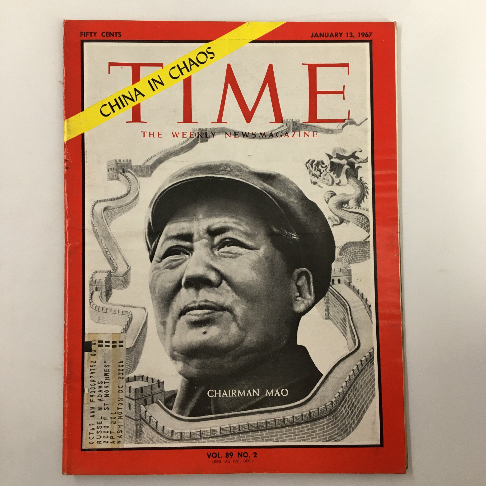 VTG Time Magazine January 13 1967 Vol. 89 No. 2 Chairman Mao Zedong of China