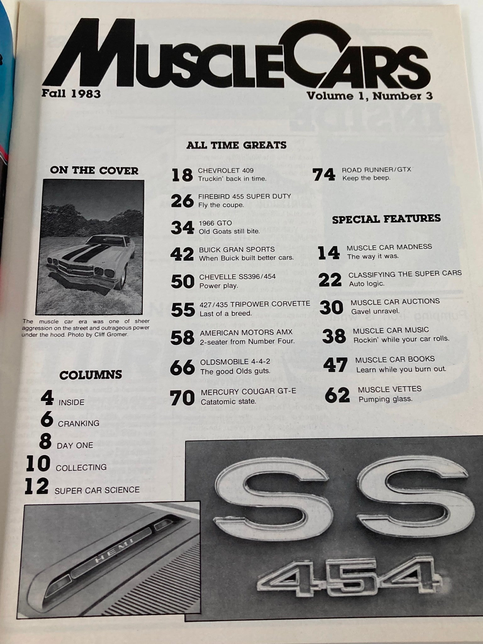 VTG Muscle Cars Magazine Fall 1983 Vol 1 #3 The Muscle Car Era No Label