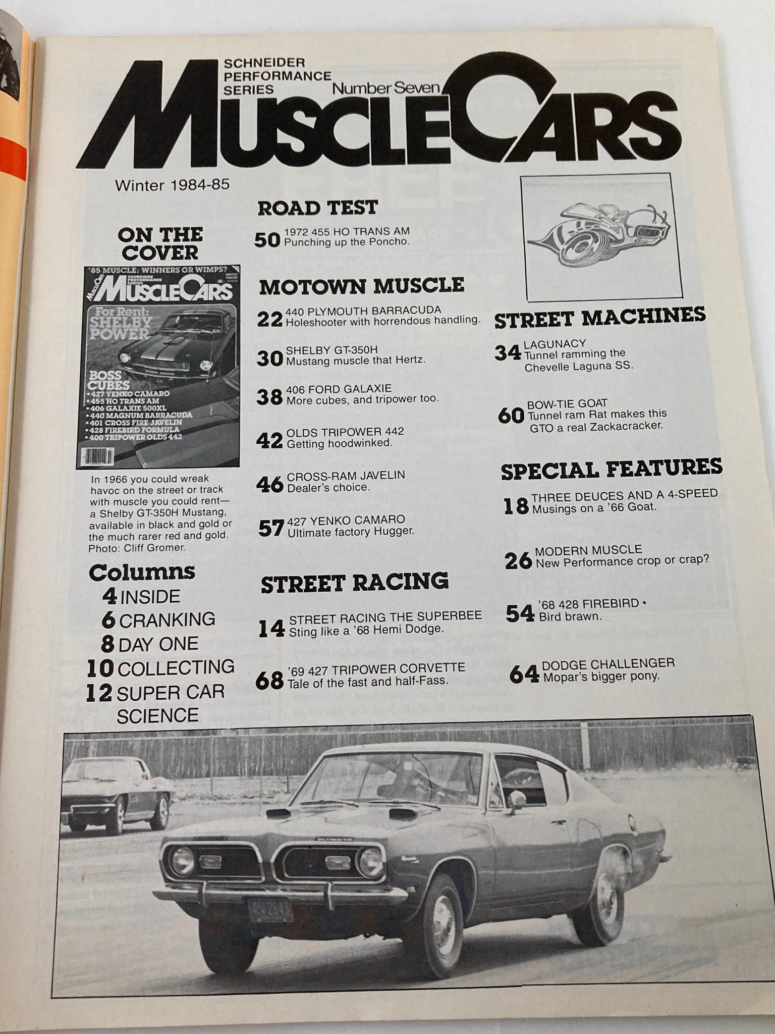 VTG Muscle Cars Magazine Winter 1984 For Rent Shelby Power No Label